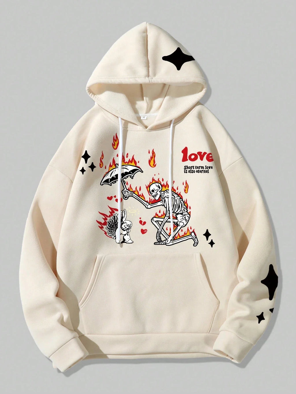 MEN Street Life Hoodie With Letter And Skeleton Print