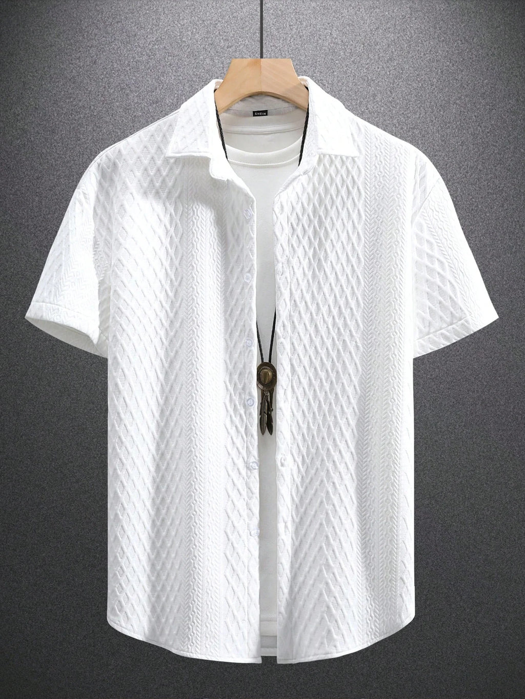 Men's Solid Color Plain Casual Short Sleeve Shirt, For Husband, Going Out