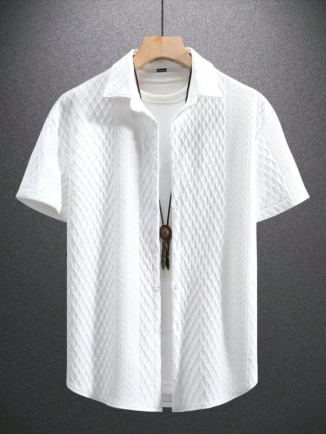 Men's Solid Color Plain Casual Short Sleeve Shirt, For Husband, Going Out