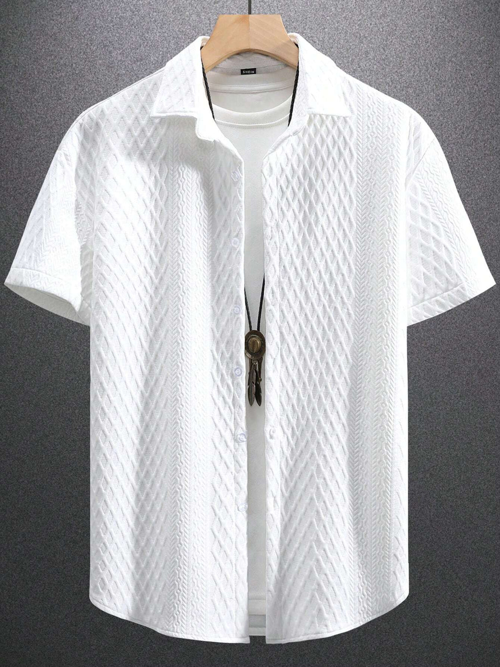 Men's Solid Color Plain Casual Short Sleeve Shirt, For Husband, Going Out