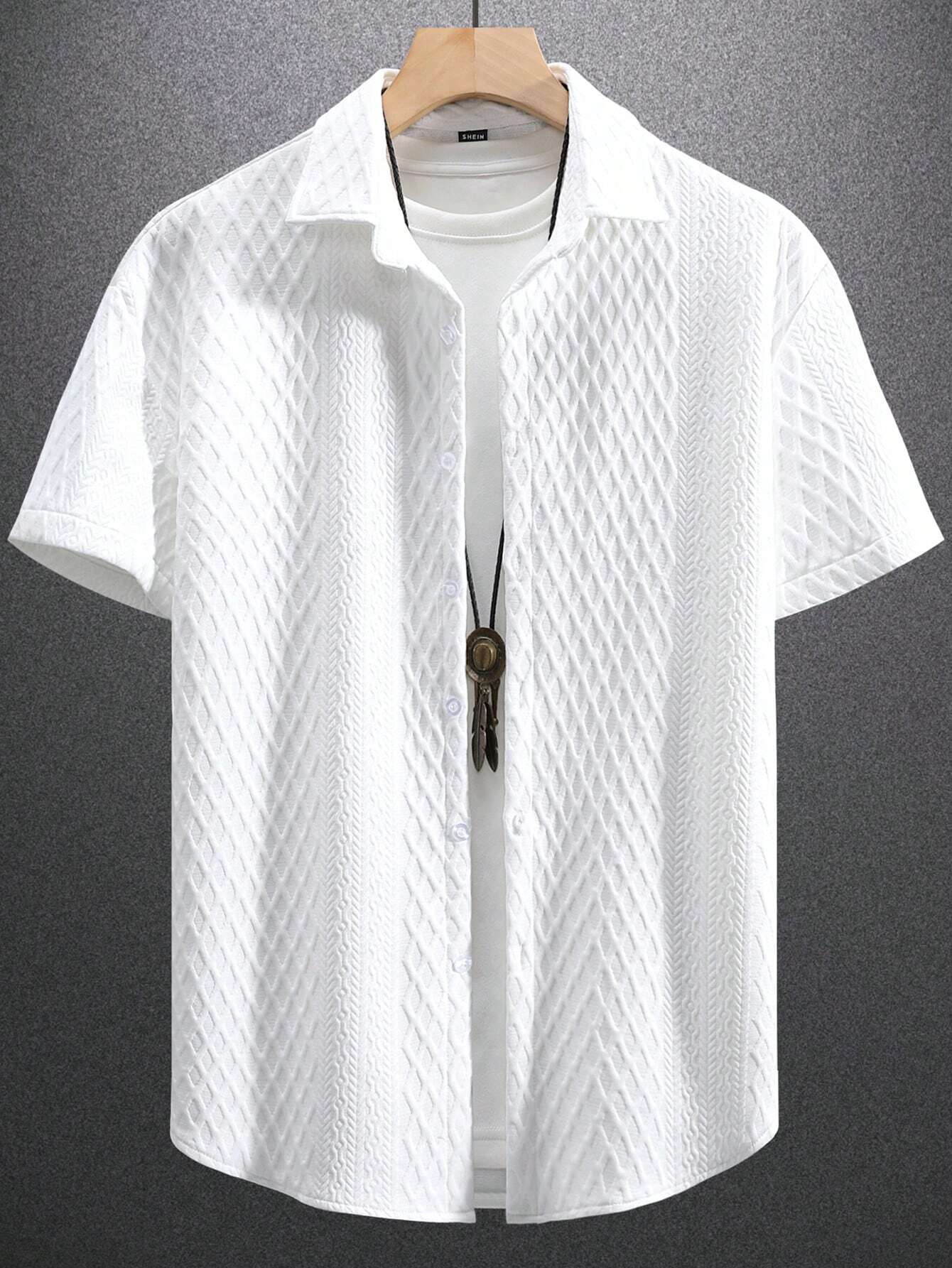 Men's Solid Color Plain Casual Short Sleeve Shirt, For Husband, Going Out