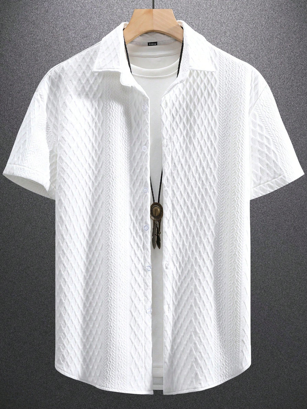 Men's Solid Color Plain Casual Short Sleeve Shirt, For Husband, Going Out