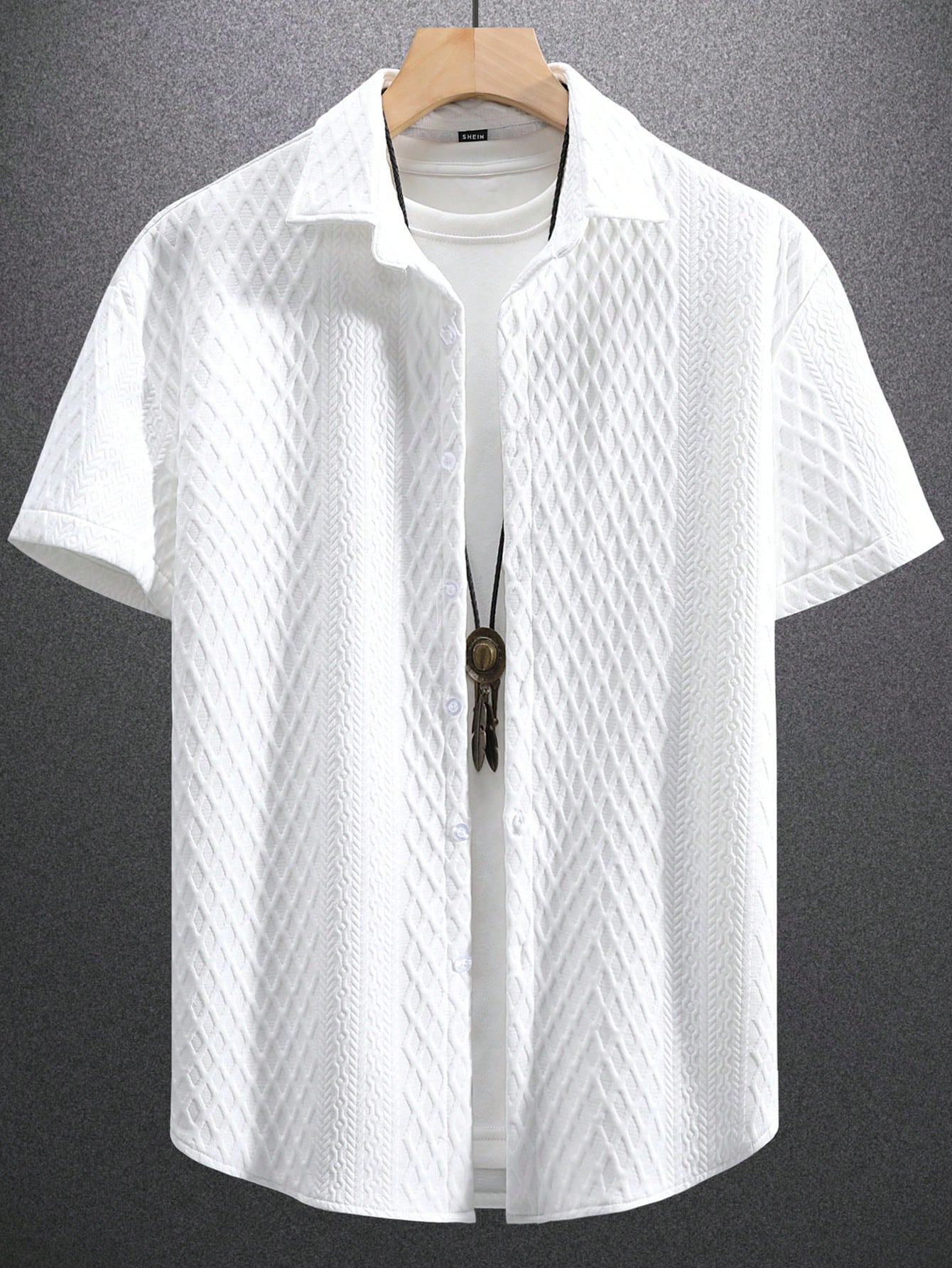 Men's Solid Color Plain Casual Short Sleeve Shirt, For Husband, Going Out