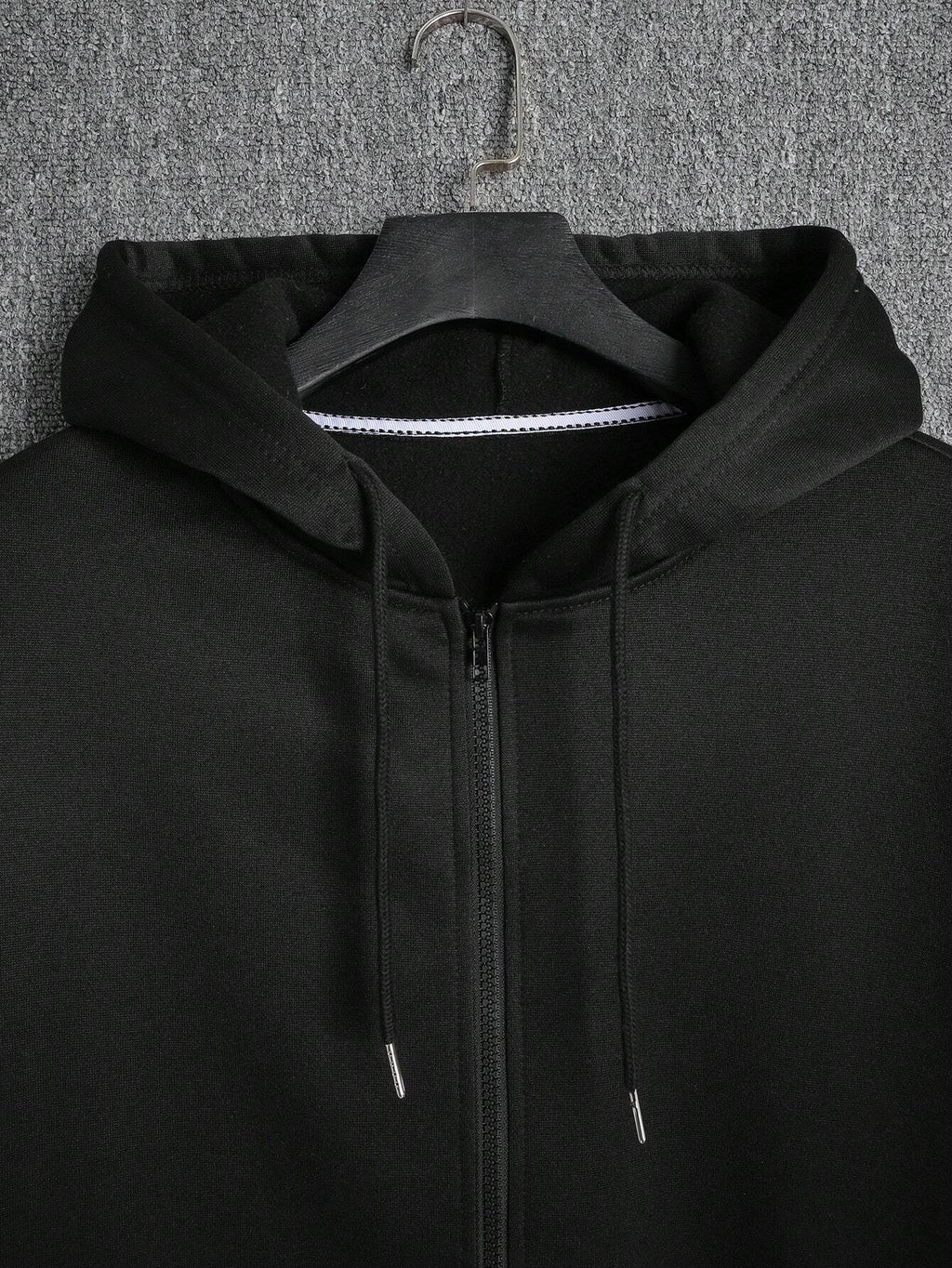 Men Letter Graphic Zip Up Drawstring Thermal Lined Hoodie