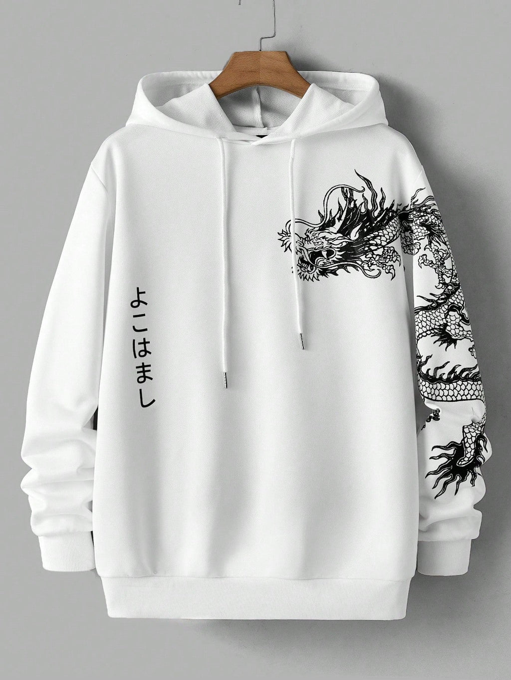 Men's Casual Dragon Print Loose Hoodie