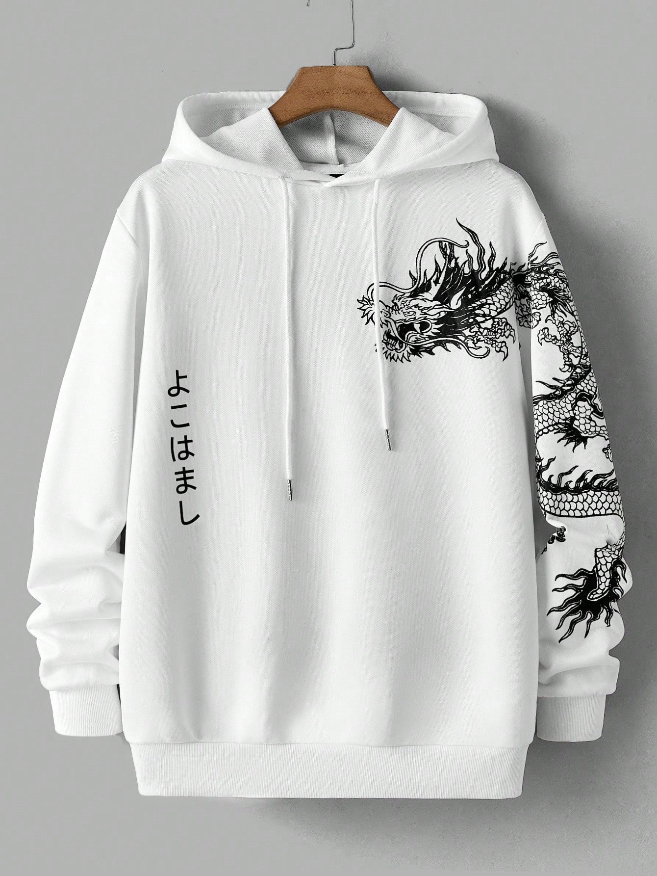 Men's Casual Dragon Print Loose Hoodie
