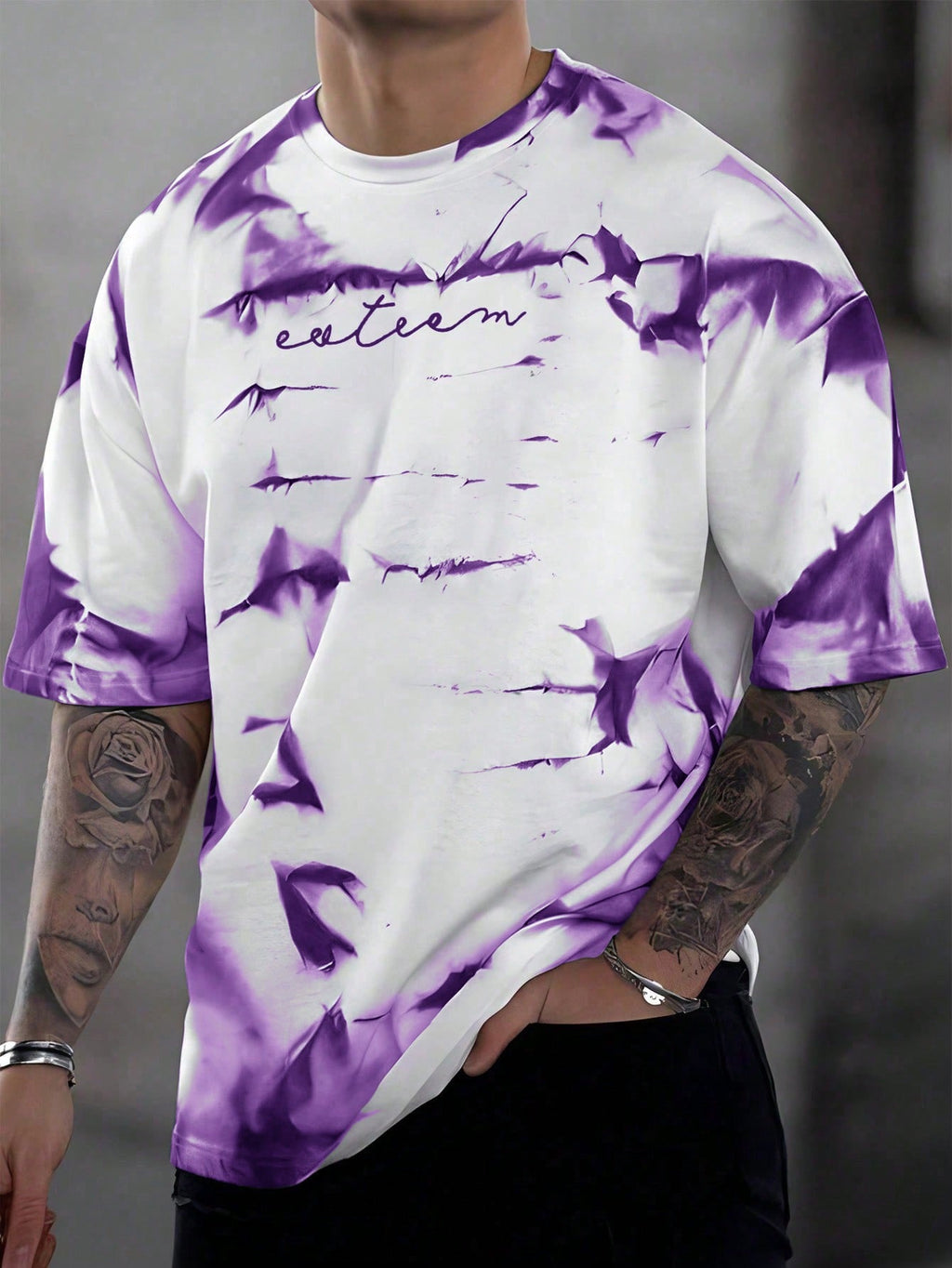 Men Tie Dye Letter Graphic T-Shirt