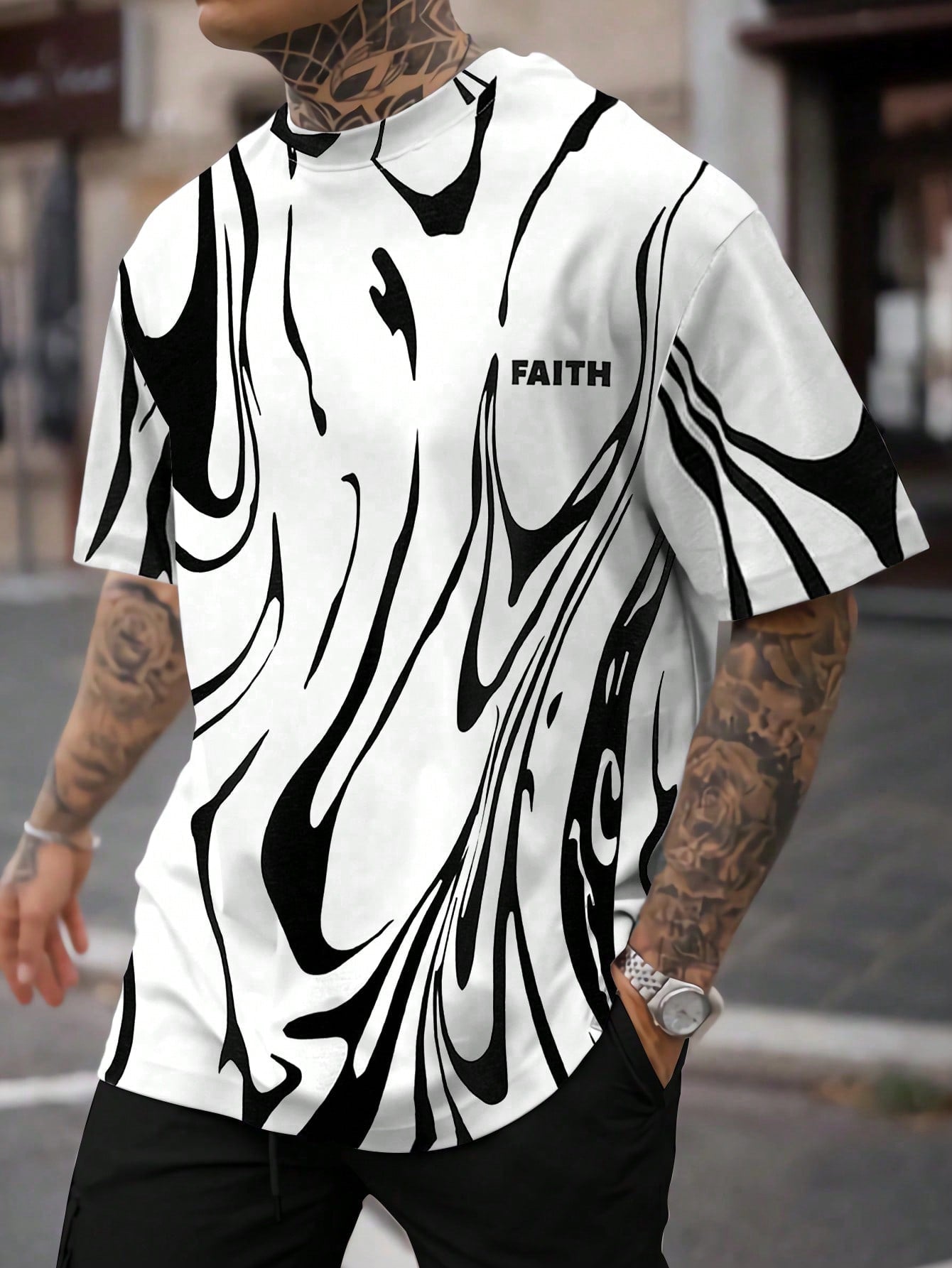 Men Animal Print Fashion Print Street Loose Short Sleeve T-Shirt