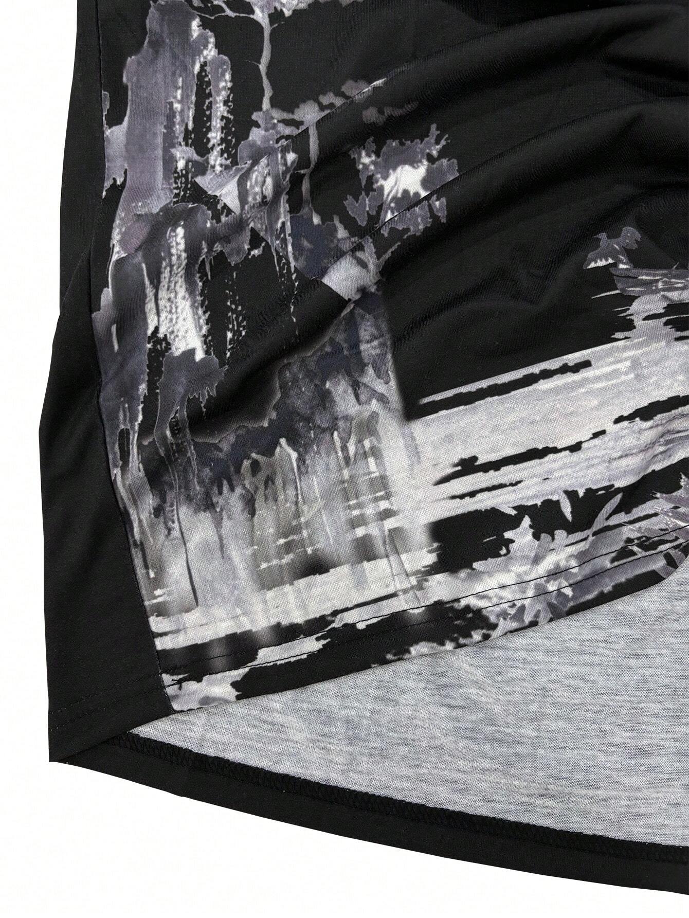 Men Landscape Print Tee, Men Graphic Tees