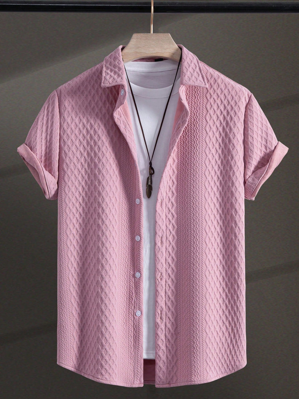 Men's Solid Color Plain Casual Short Sleeve Shirt, For Husband, Going Out