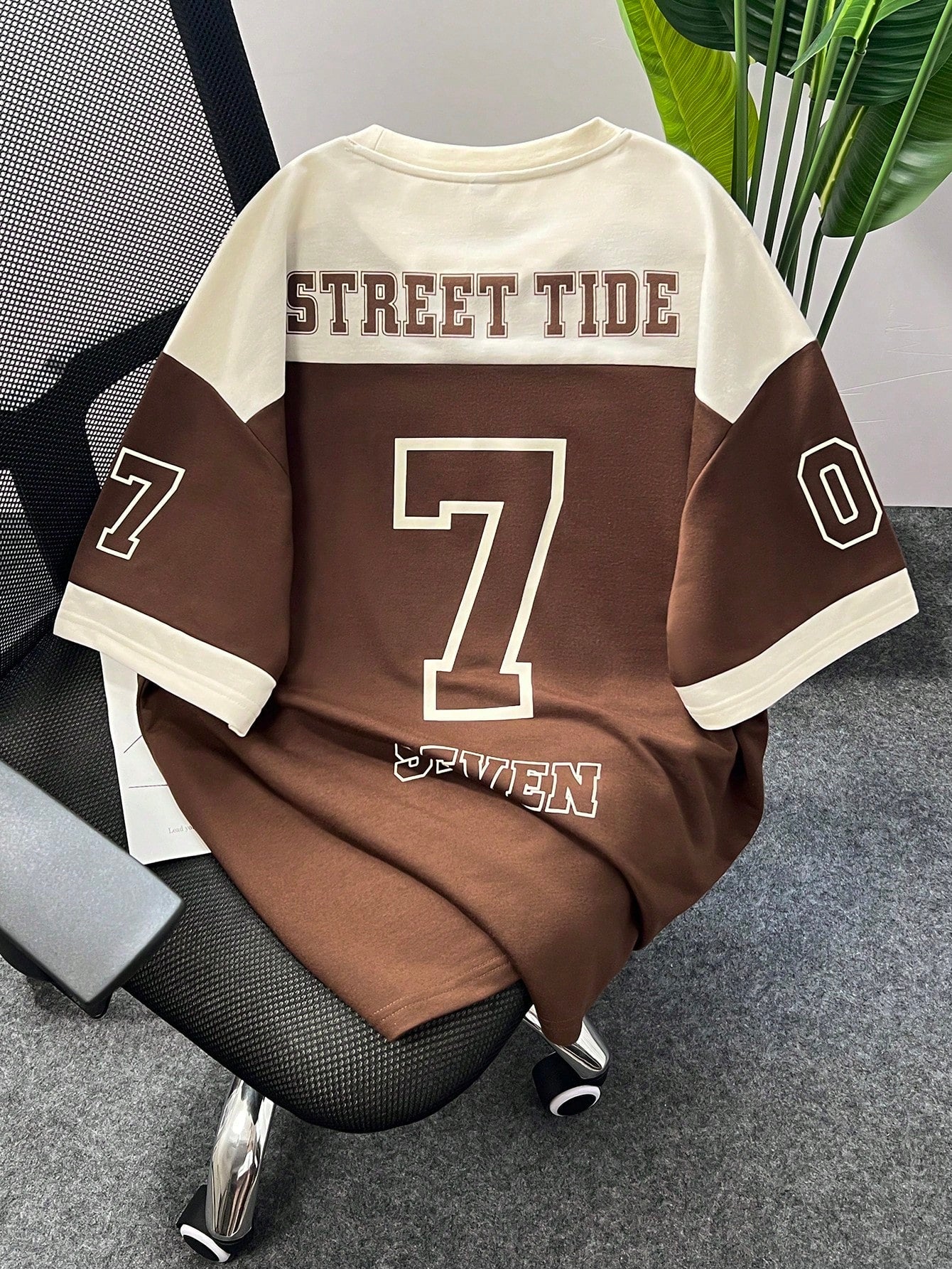 Men's Letter Print Contrast Color Round Neck Casual Short Sleeve T-Shirt