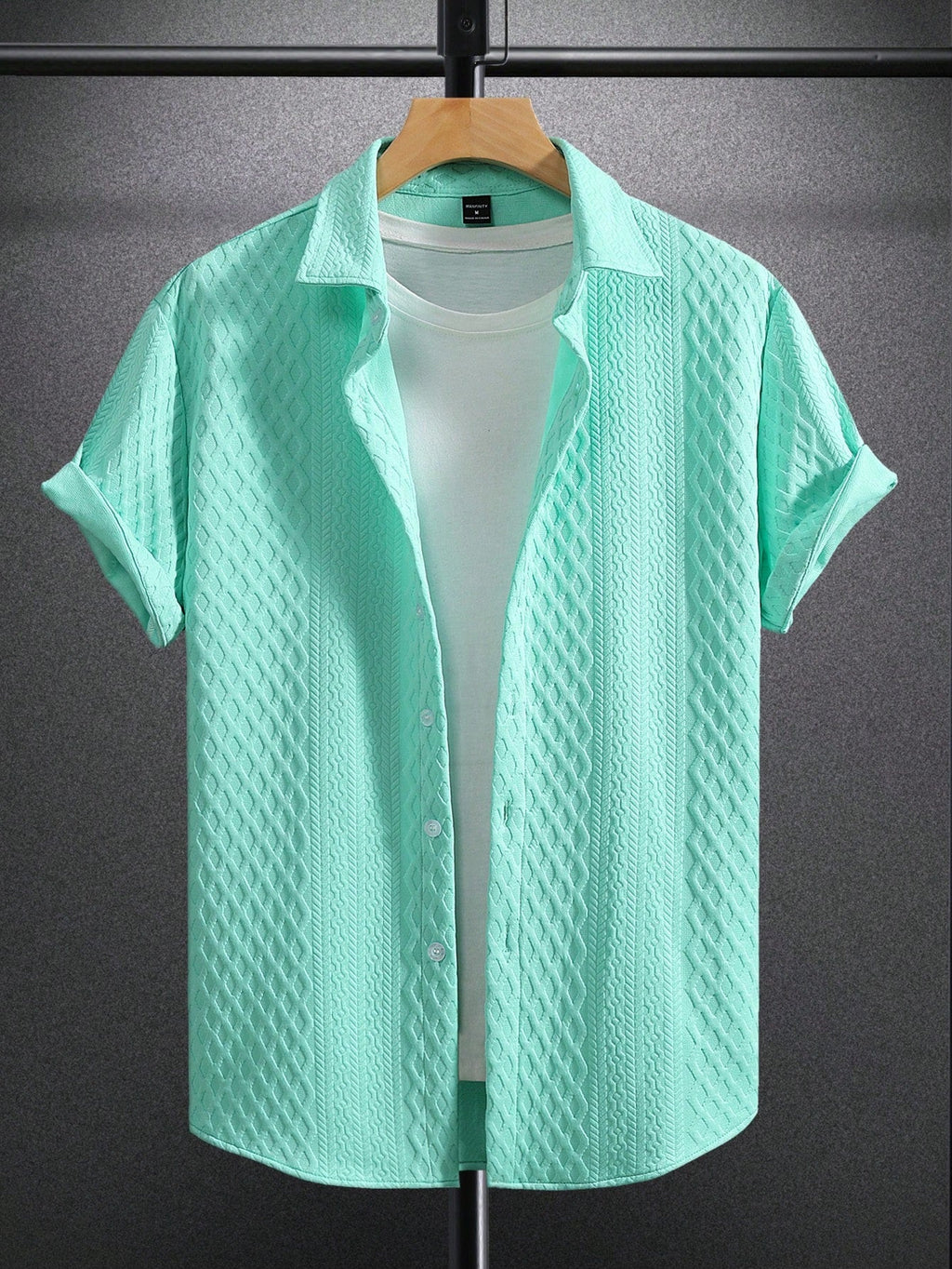 Men's Solid Color Plain Casual Short Sleeve Shirt, For Husband, Going Out