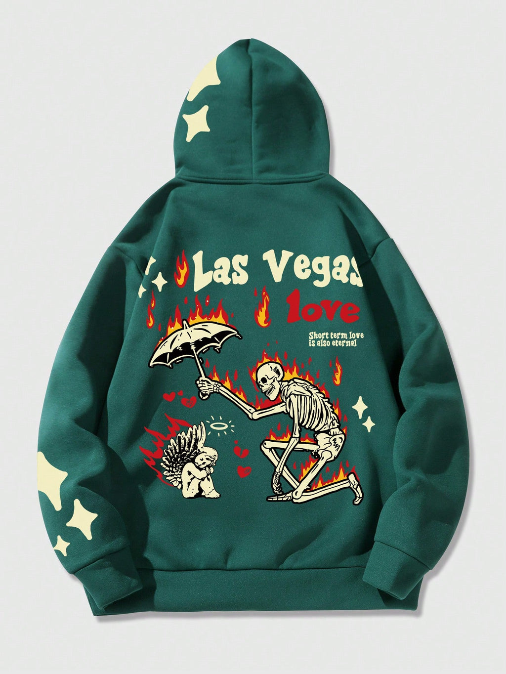 MEN Street Life Hoodie With Letter And Skeleton Print