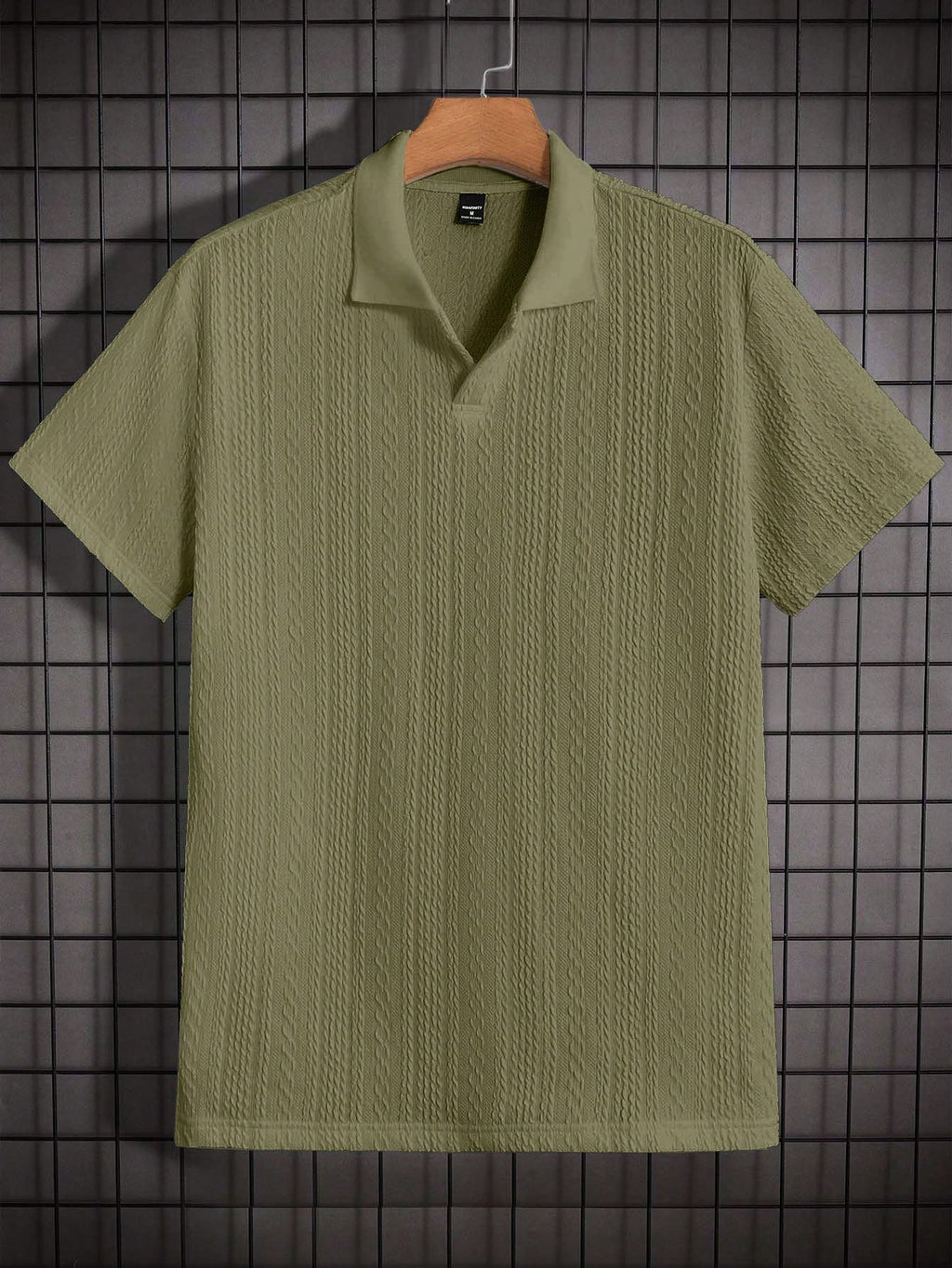 Men's Casual Loose Knit Drop Shoulder Polo Shirt