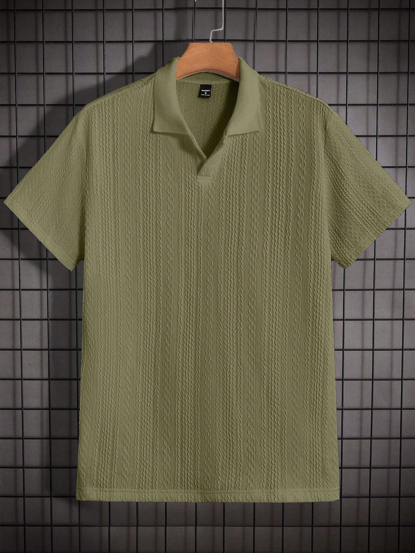 Men's Casual Loose Knit Drop Shoulder Polo Shirt