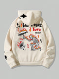 MEN Street Life Hoodie With Letter And Skeleton Print