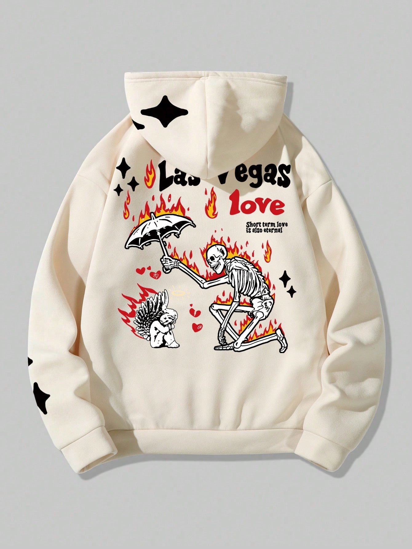 MEN Street Life Hoodie With Letter And Skeleton Print