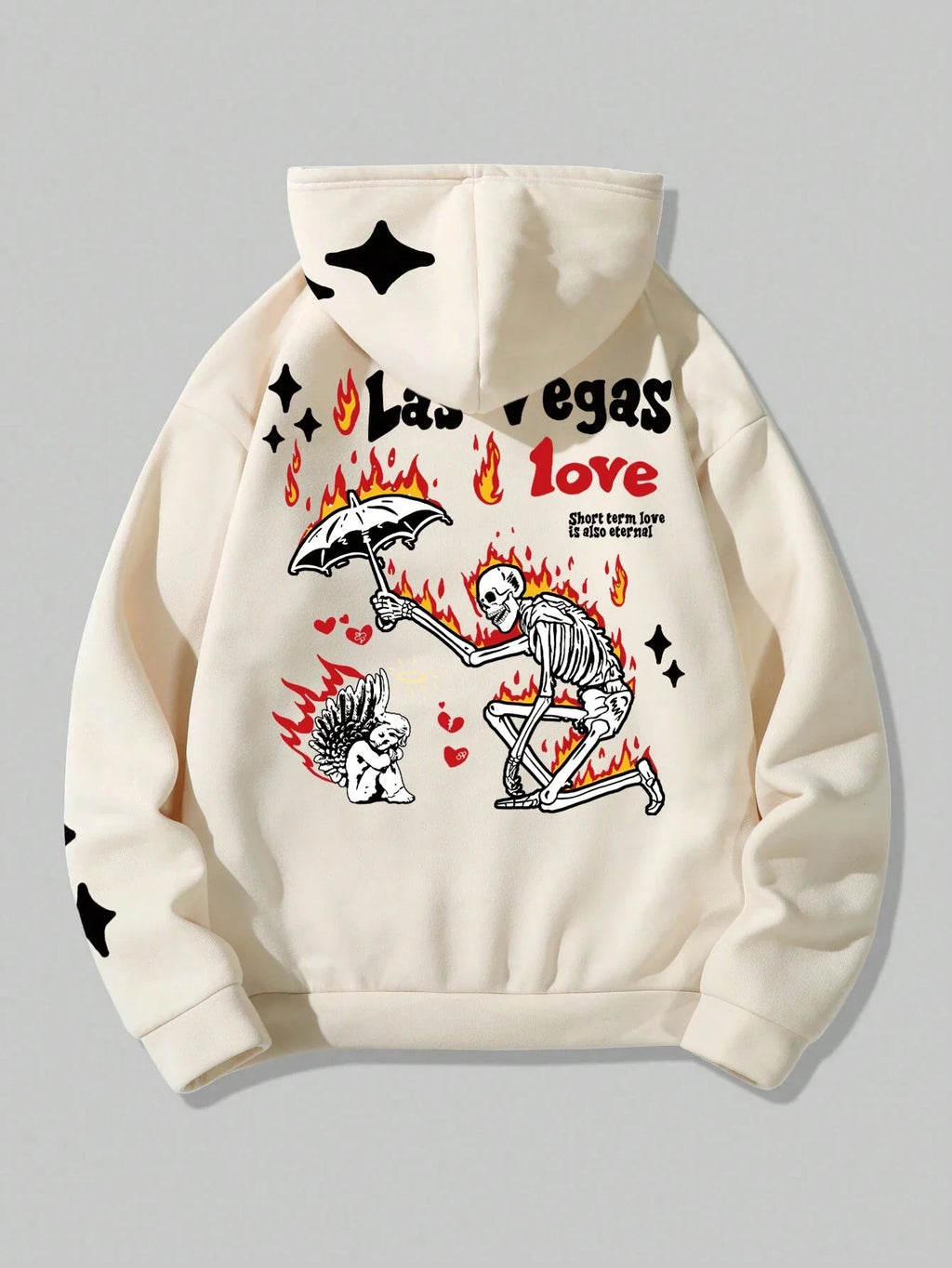 MEN Street Life Hoodie With Letter And Skeleton Print