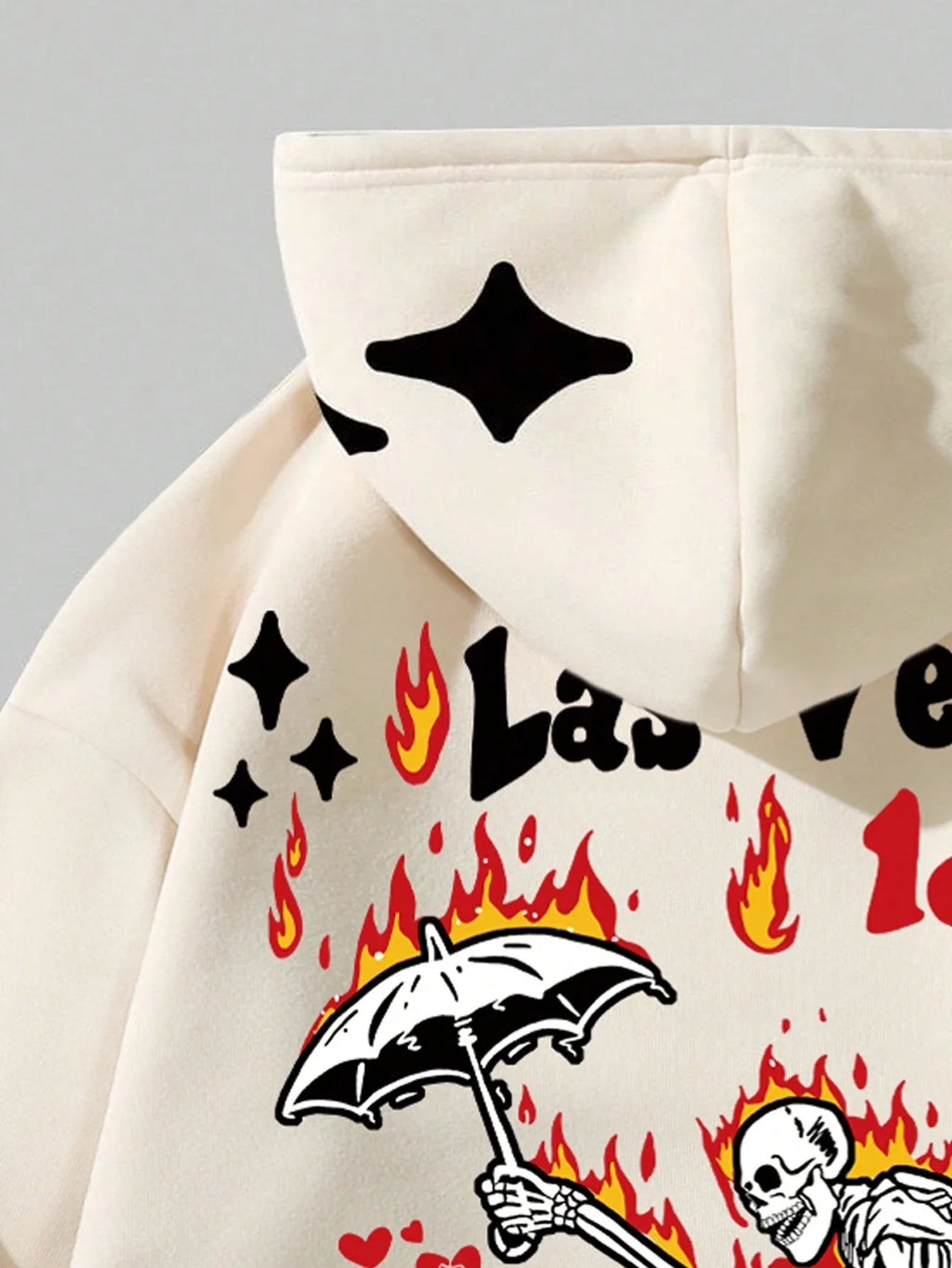 MEN Street Life Hoodie With Letter And Skeleton Print