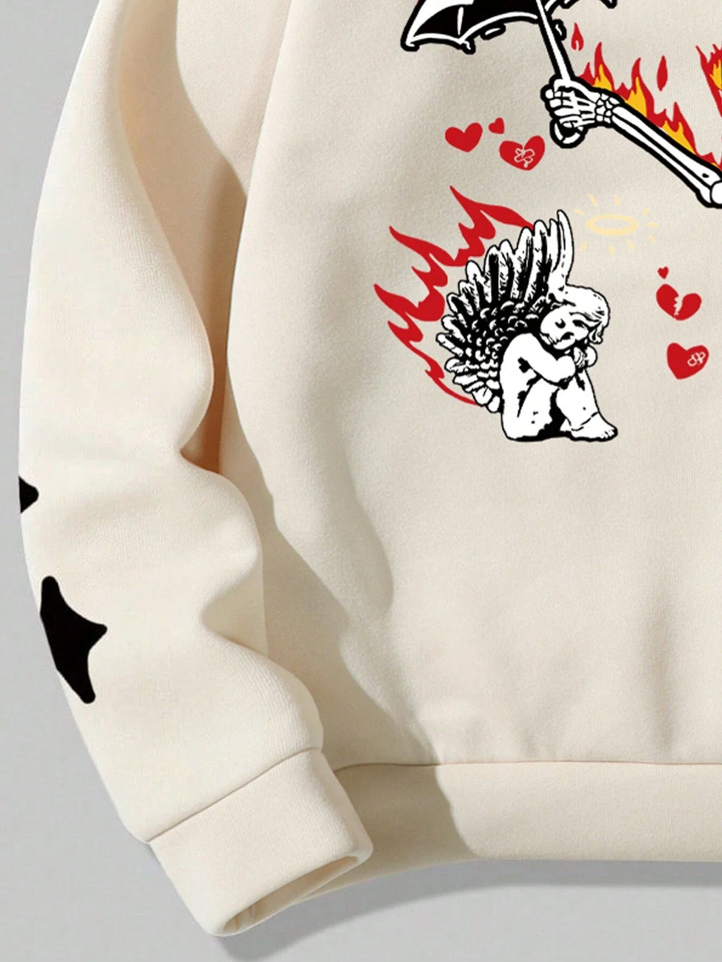 MEN Street Life Hoodie With Letter And Skeleton Print