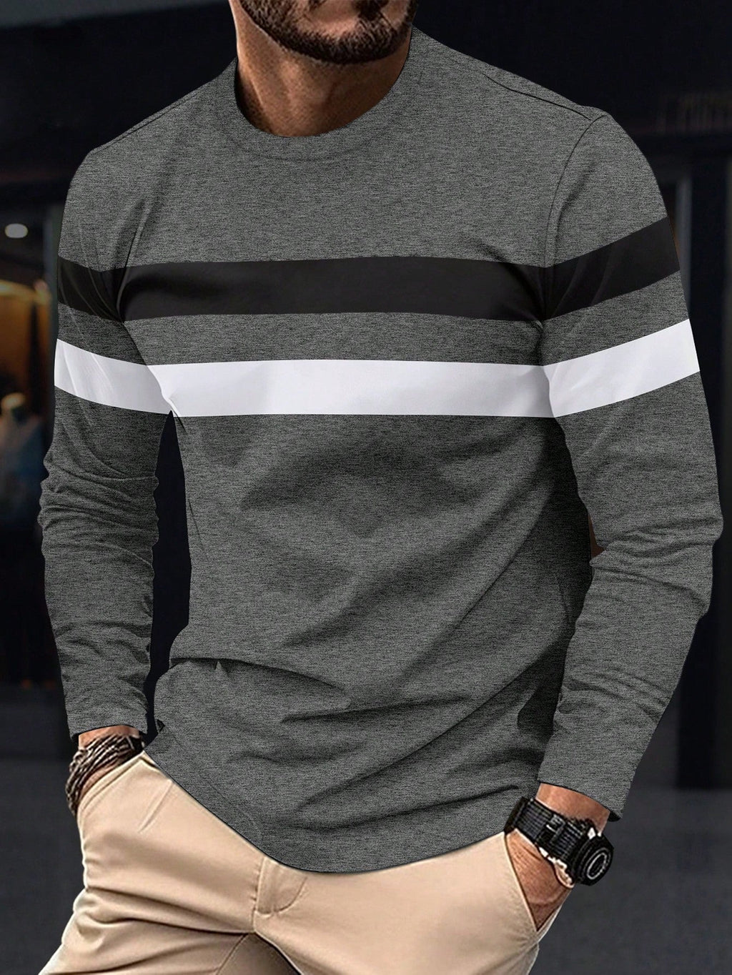 Men's Colorblock Long Sleeve T-Shirt