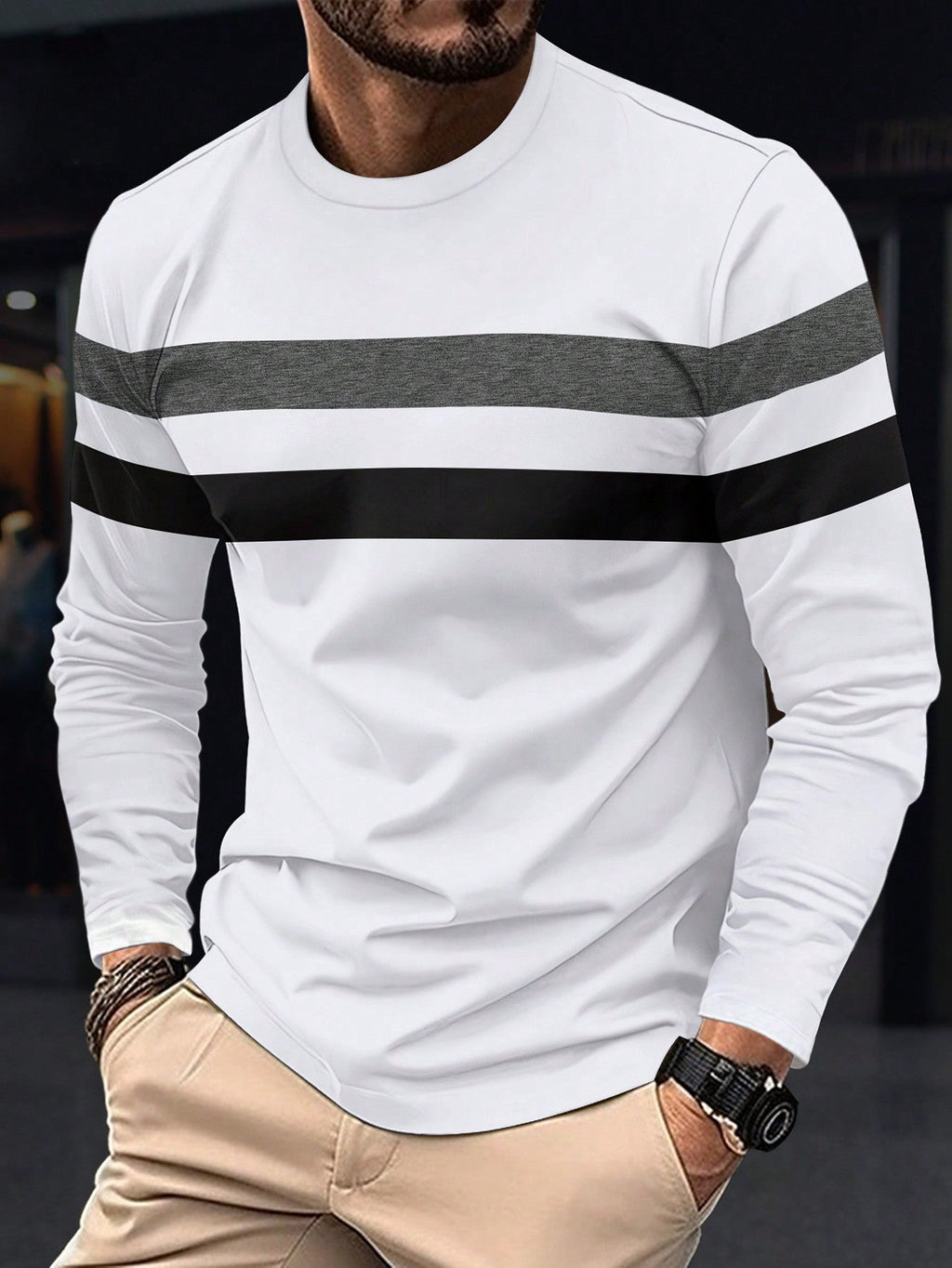 Men's Colorblock Long Sleeve T-Shirt