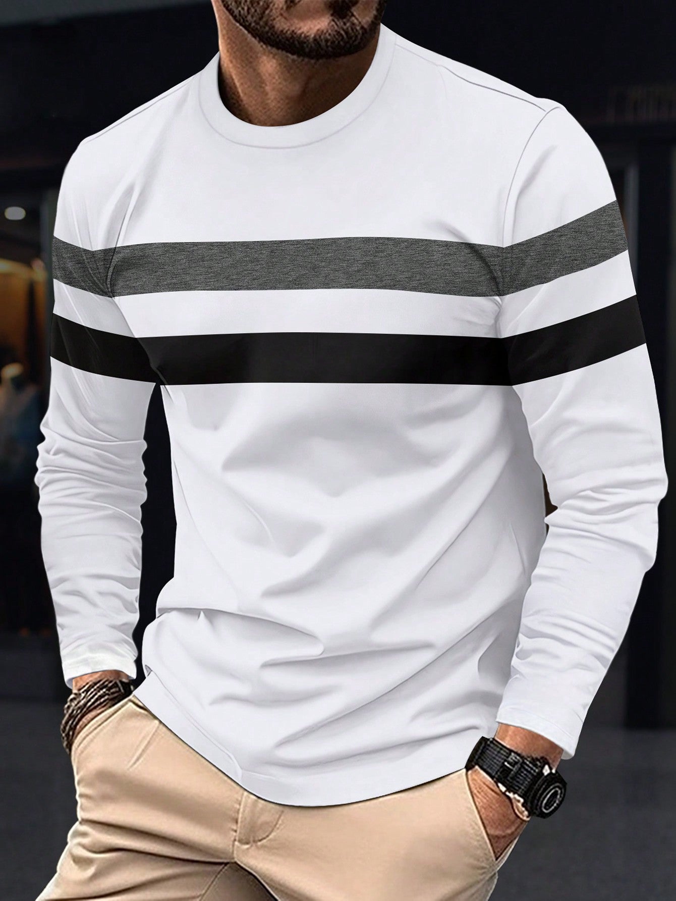 Men's Colorblock Long Sleeve T-Shirt