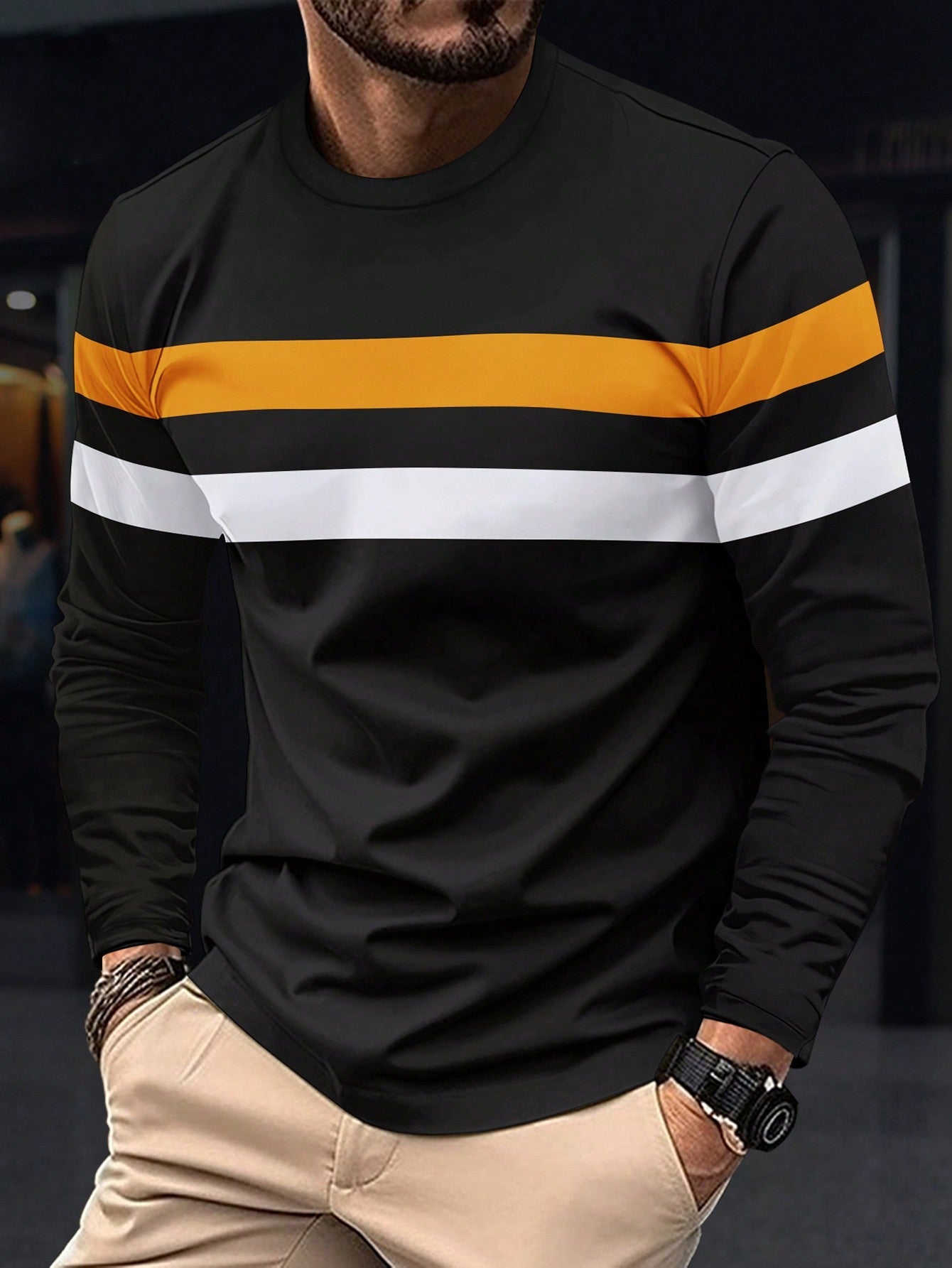 Men's Colorblock Long Sleeve T-Shirt