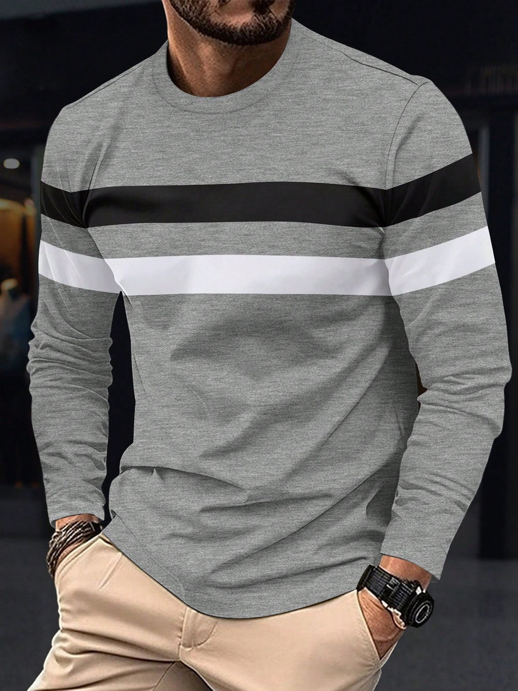 Men's Colorblock Long Sleeve T-Shirt