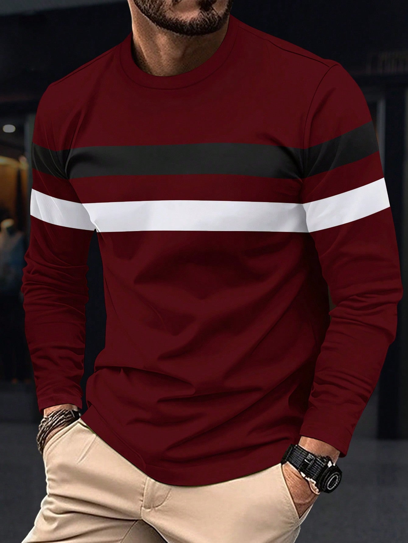 Men's Colorblock Long Sleeve T-Shirt