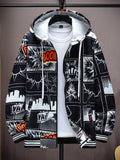 Men 1pc Pop Art Print Zip Up Drawstring Rave Hooded Jacket