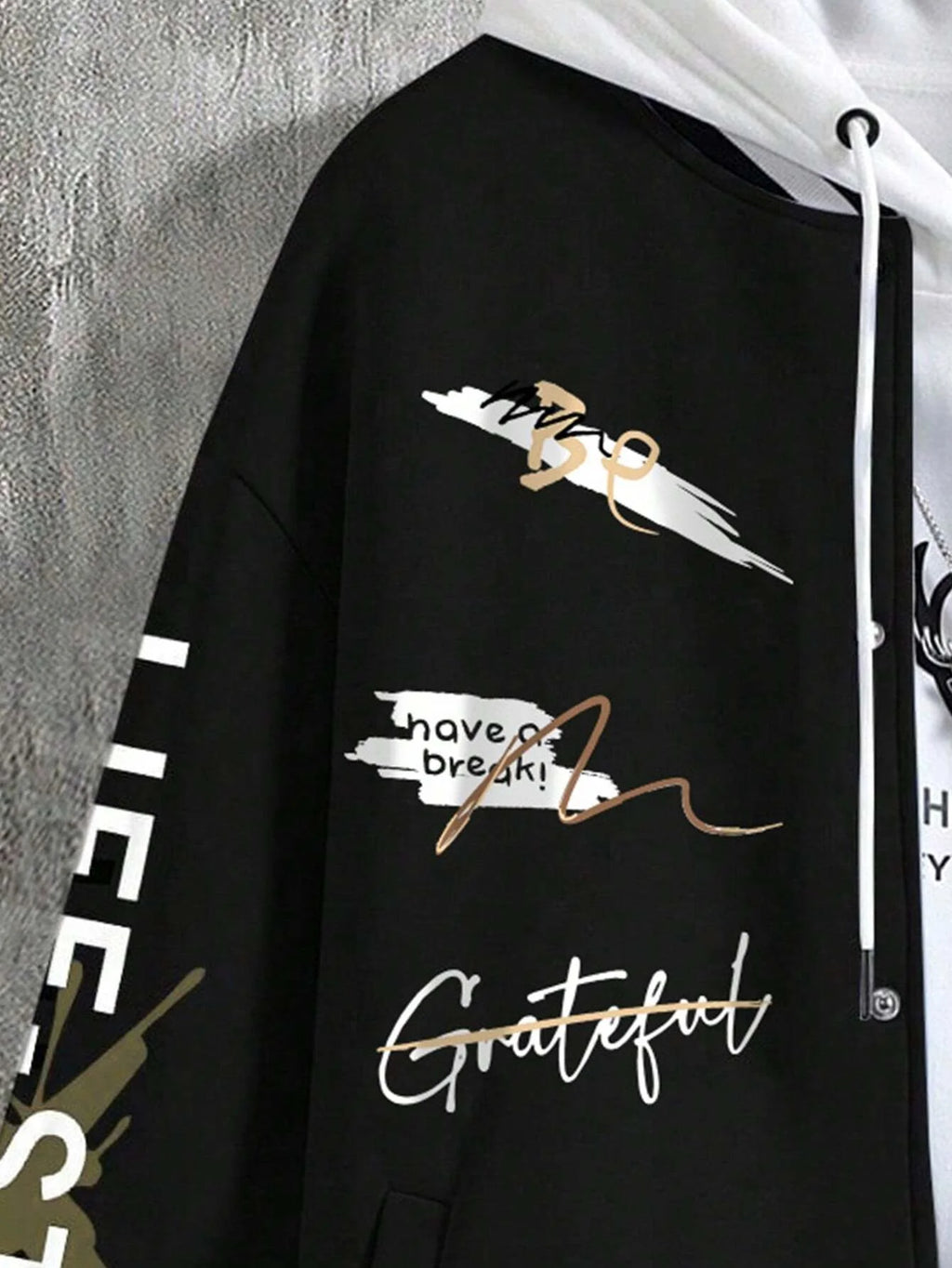 Men's Graffiti Printed Baseball Jacket, For Fall Winter