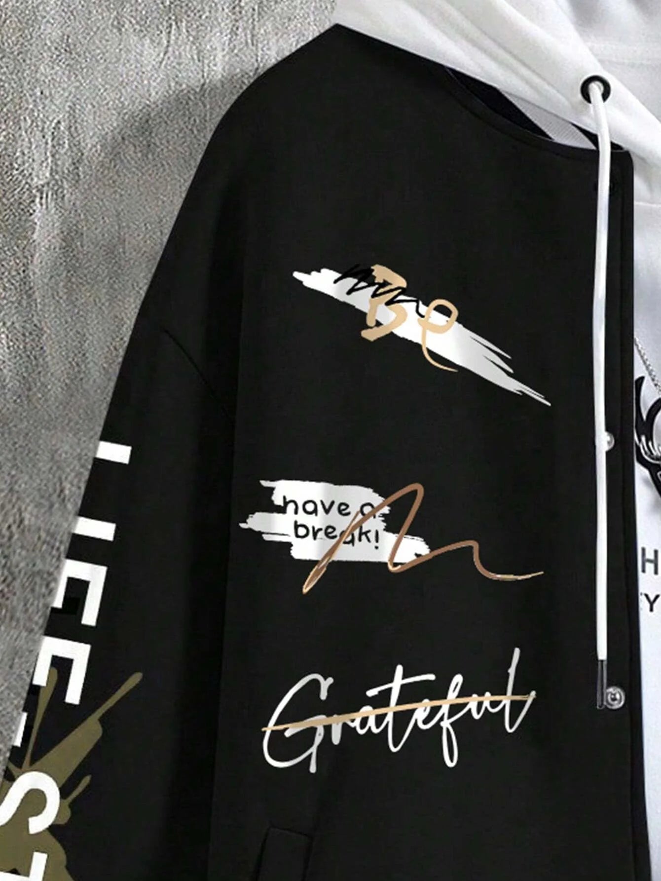 Men's Graffiti Printed Baseball Jacket, For Fall Winter