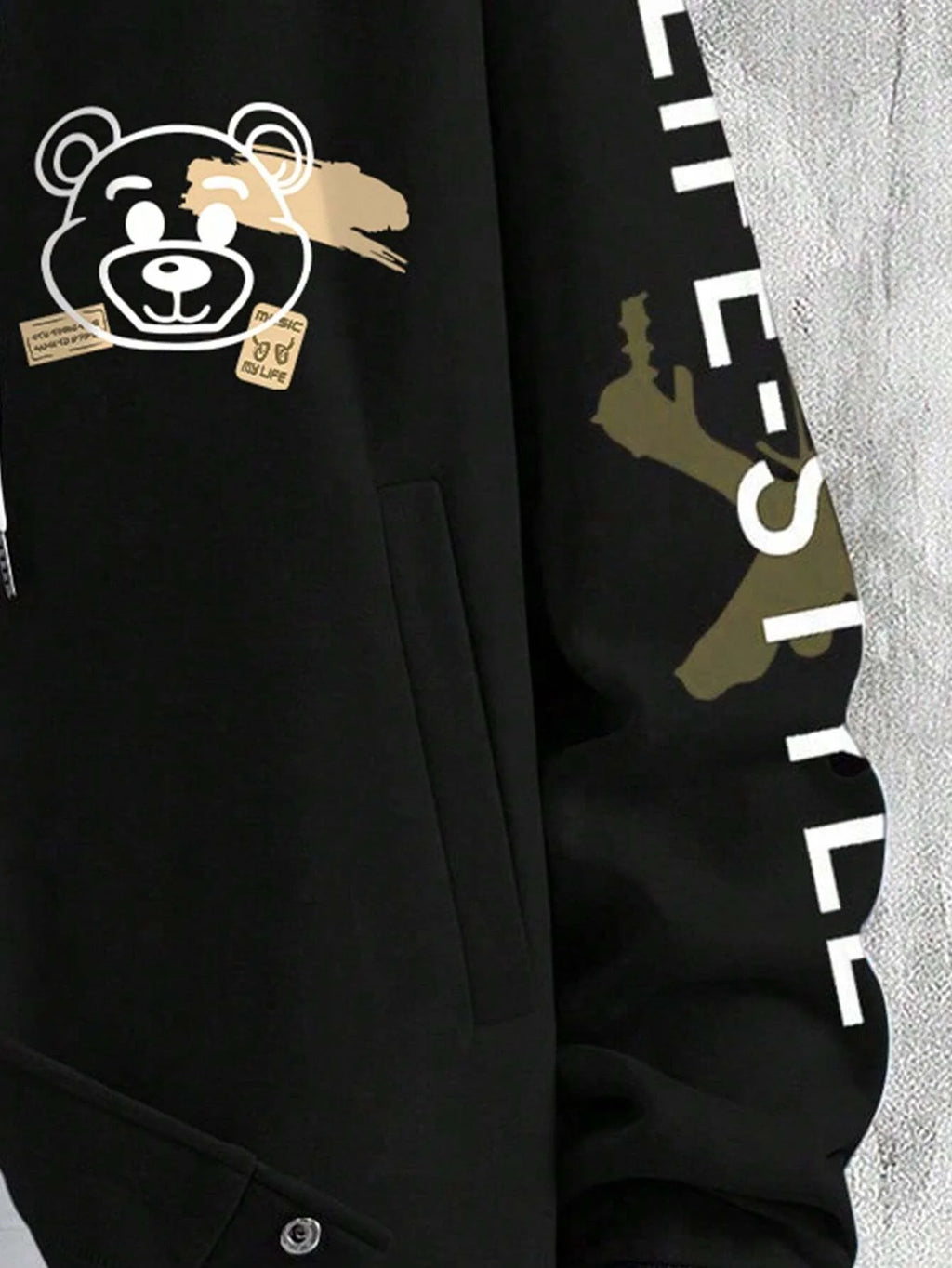 Men's Graffiti Printed Baseball Jacket, For Fall Winter