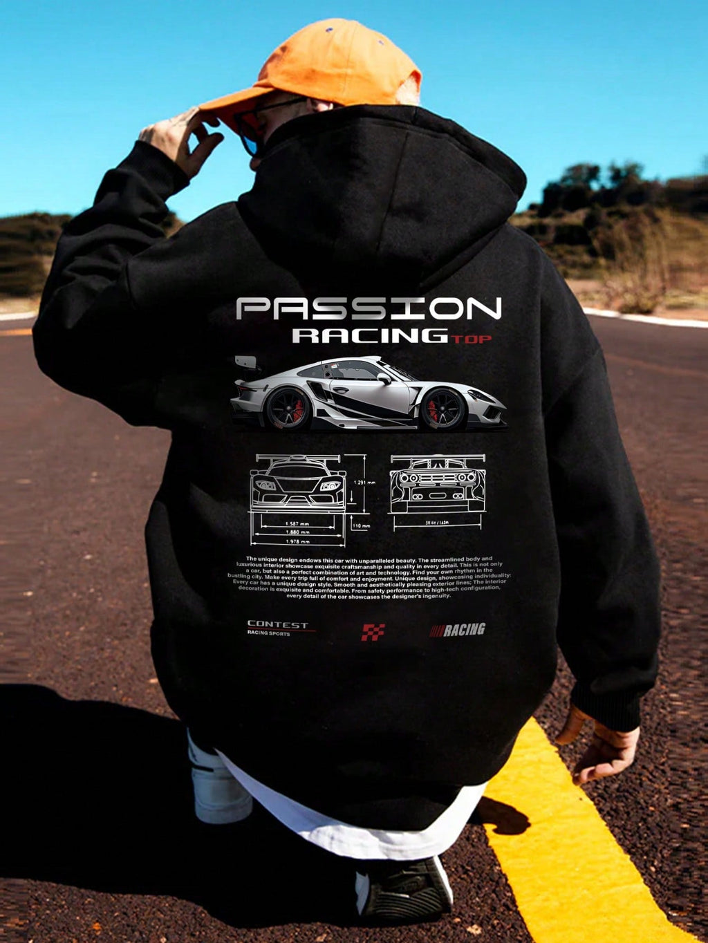 Men's Printed Car Themed Hoodie, For Fall