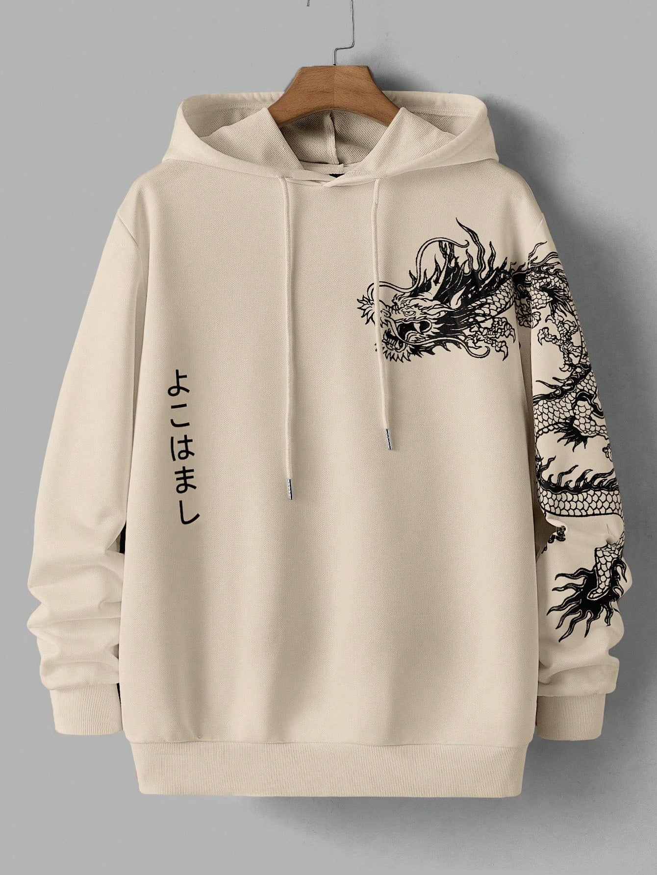 Men's Casual Dragon Print Loose Hoodie