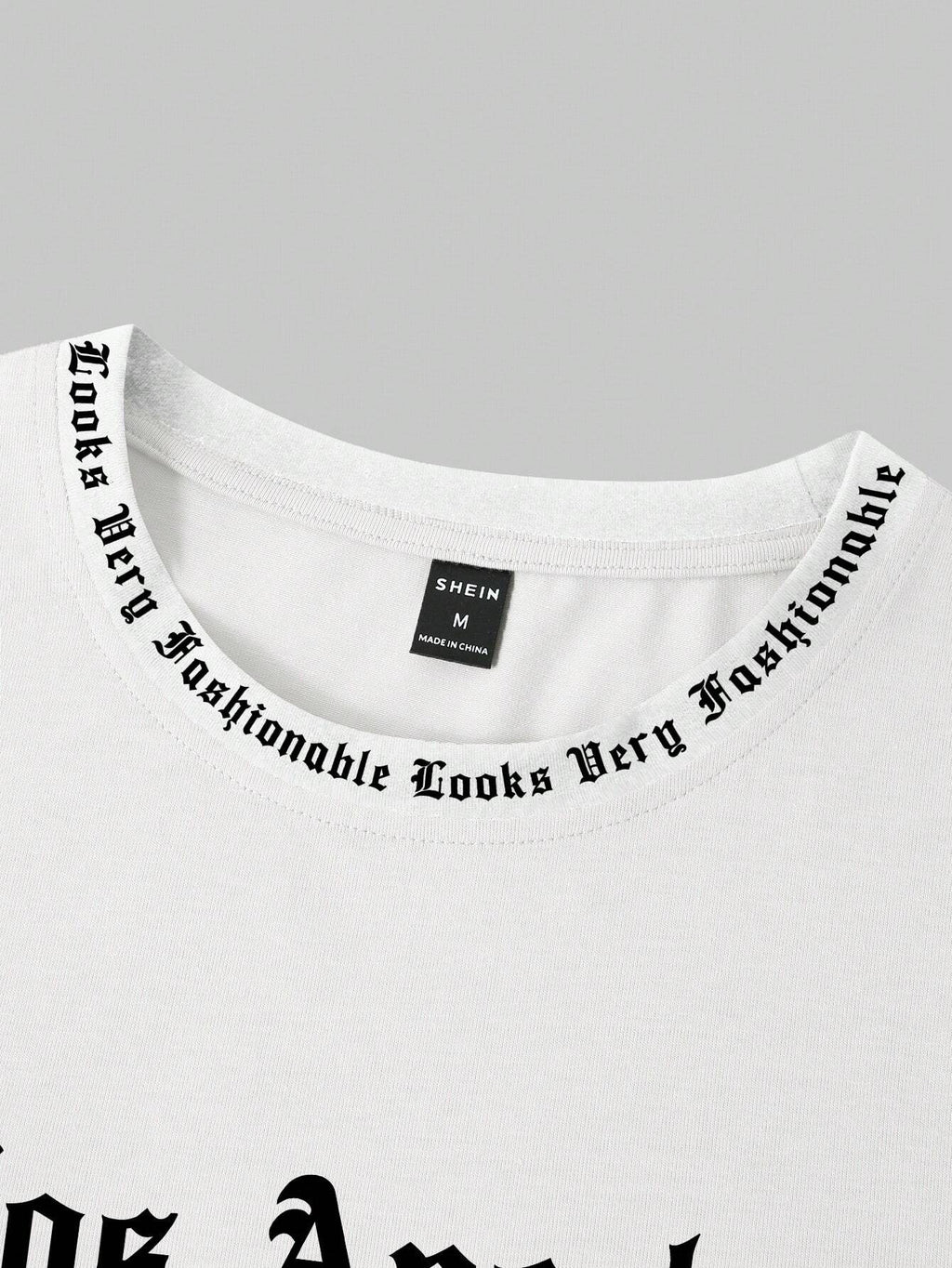 Men Solid Color English Letter Printed Short-Sleeved Round Neck T-Shirt