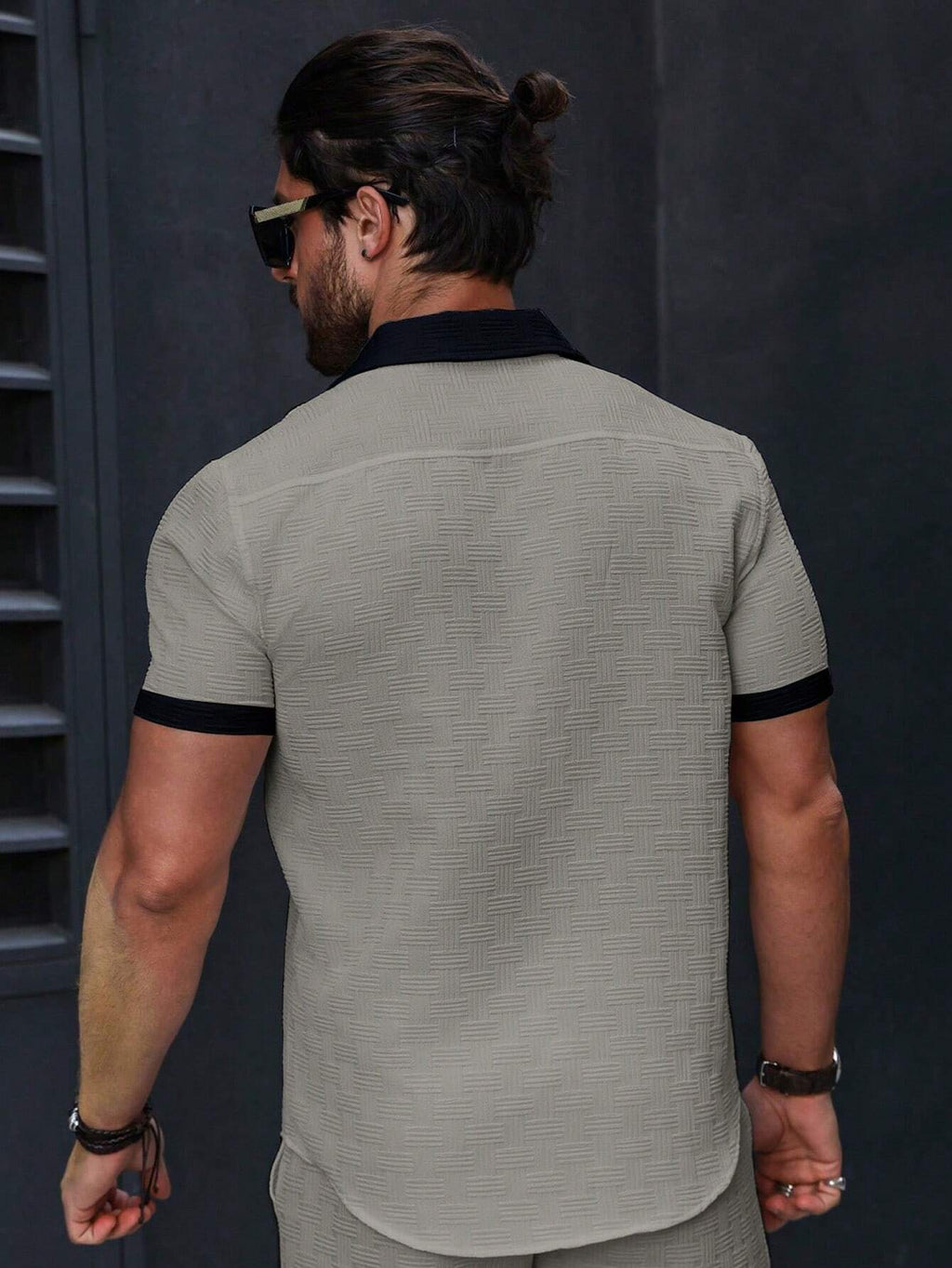 Men's Contrast Color Patchwork Front Button Casual Short Sleeve Shirt