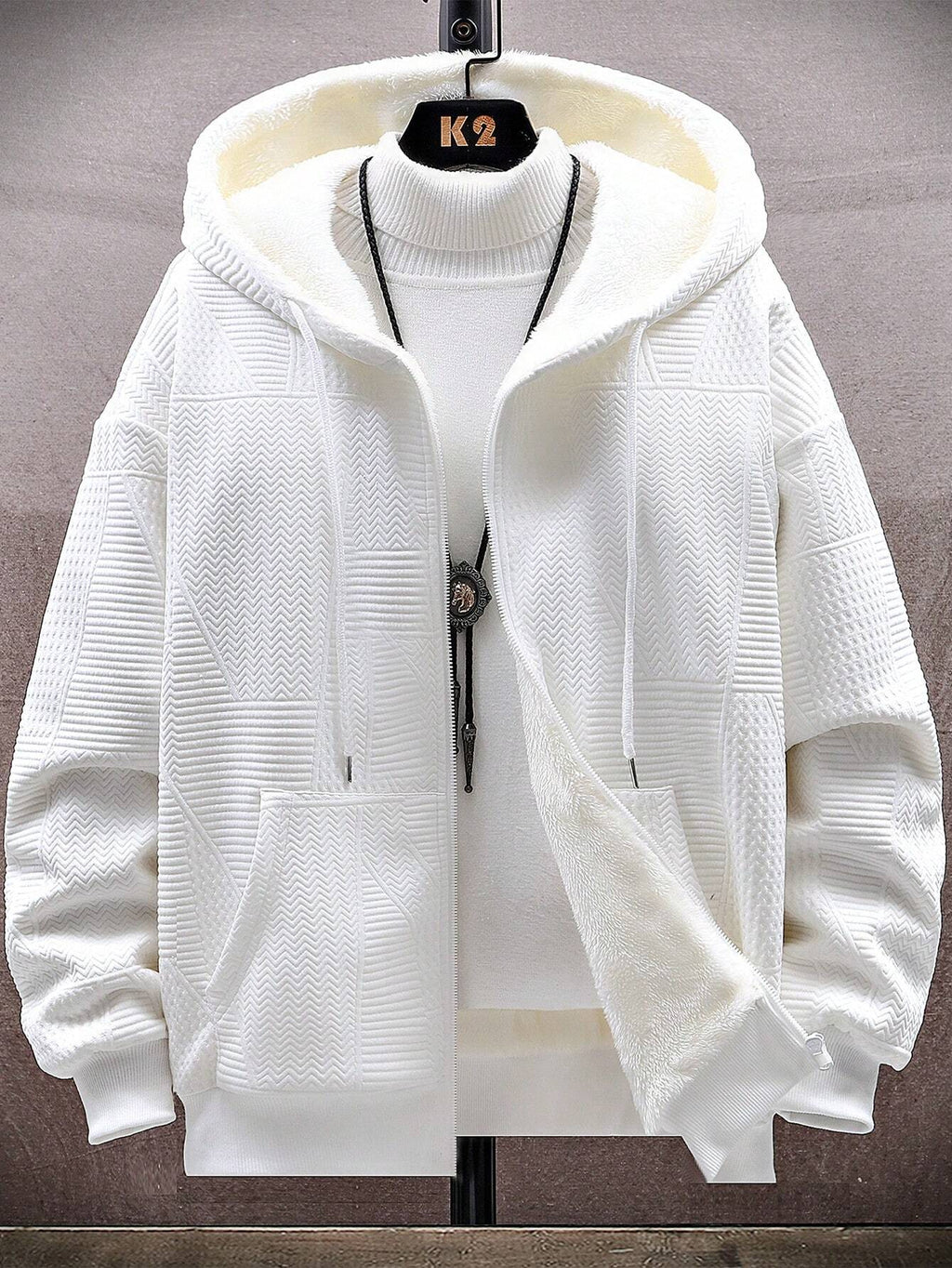 Men's Casual Loose Fit Thermal Lined Thickened Hooded Jacket