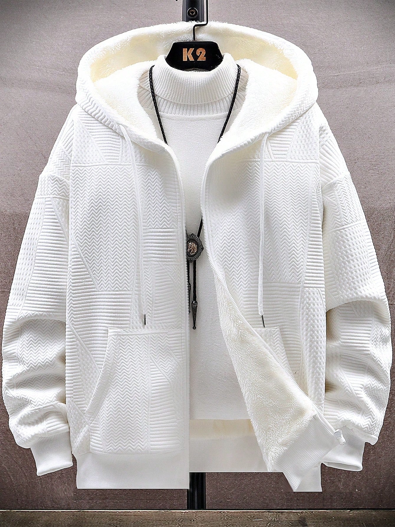 Men's Loose Fit Hooded Fleece Jacket
