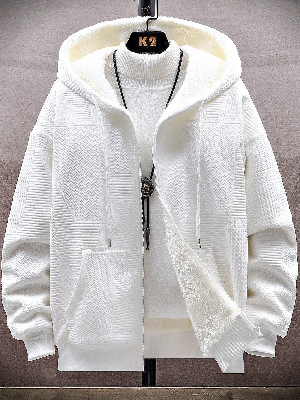 Men's Casual Loose Fit Thermal Lined Thickened Hooded Jacket