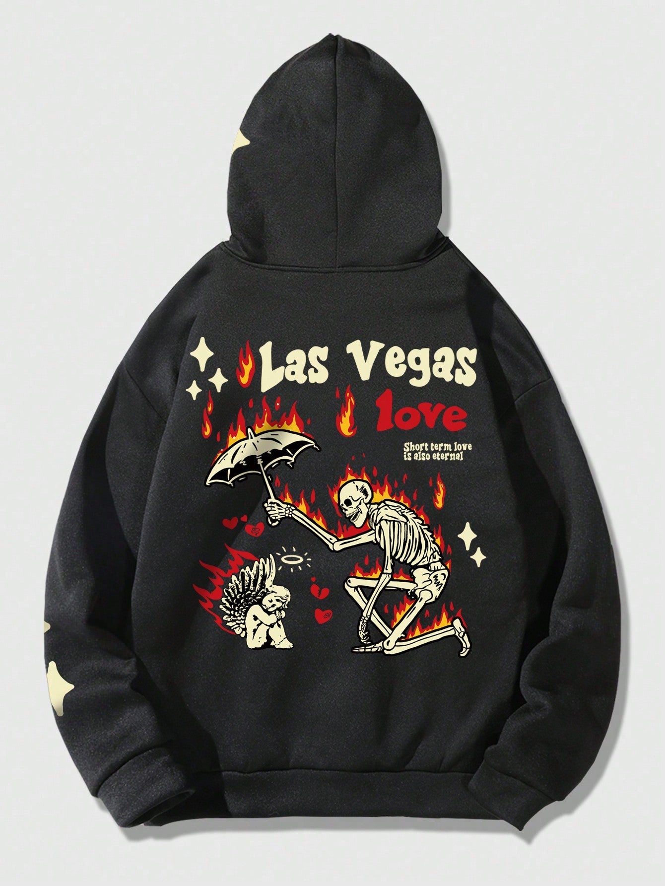 MEN Street Life Hoodie With Letter And Skeleton Print