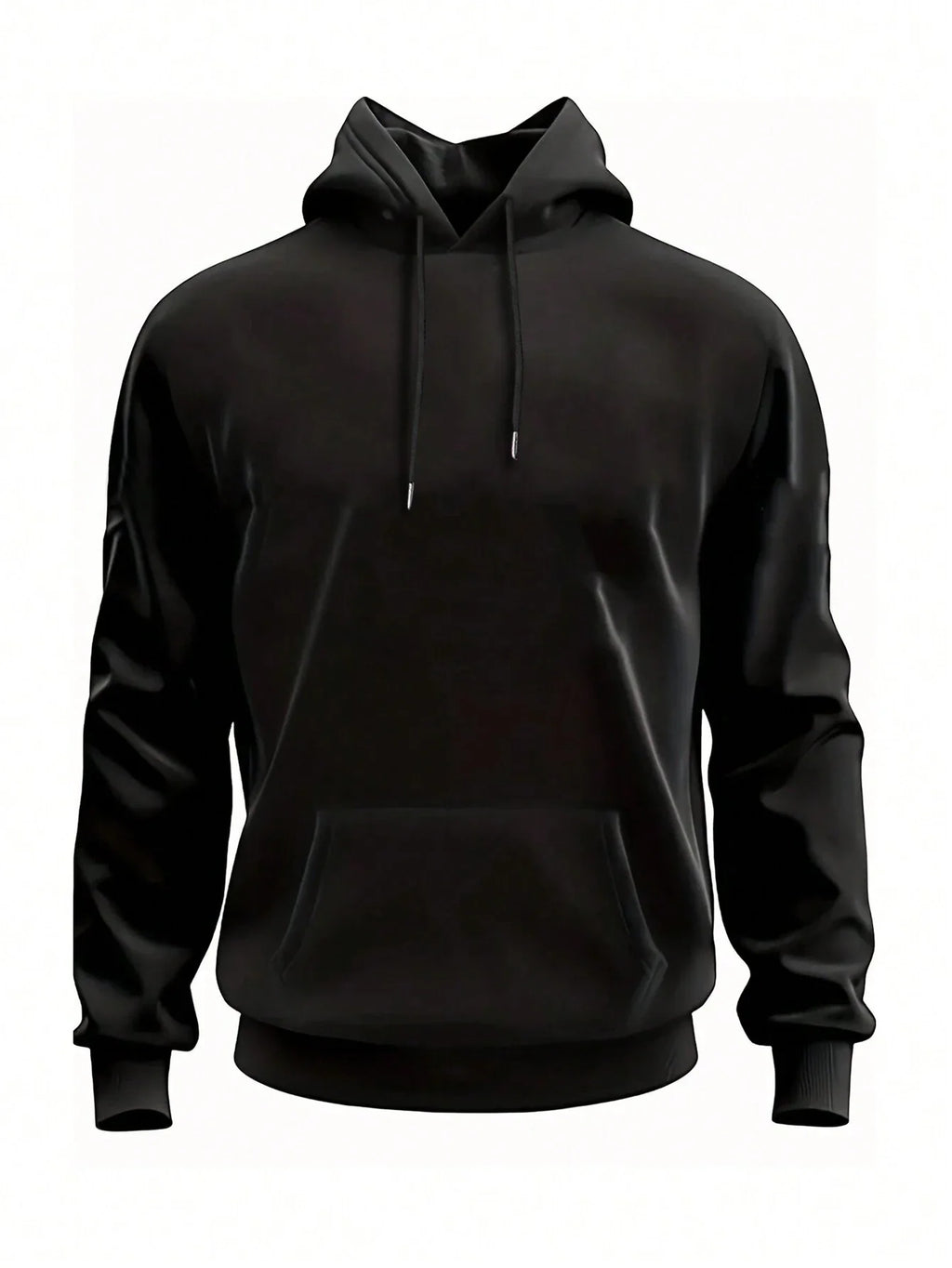 Men's Solid Color Drop Shoulder Long Sleeve Drawstring Pocket Casual Hoodie