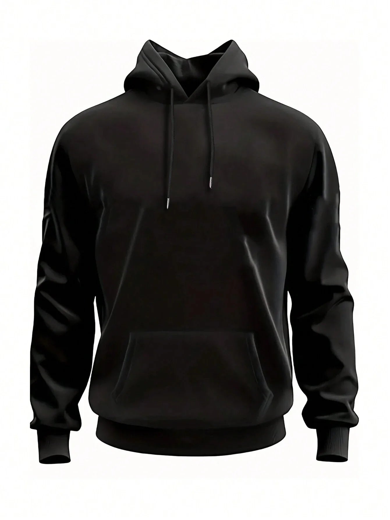 Men's Solid Color Drop Shoulder Long Sleeve Drawstring Pocket Casual Hoodie