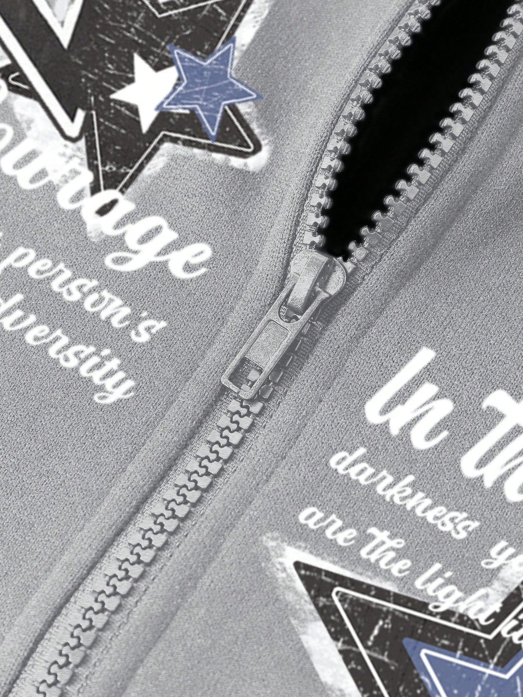Men's Casual Star & Slogan Print Drawstring Hooded Sweatshirt