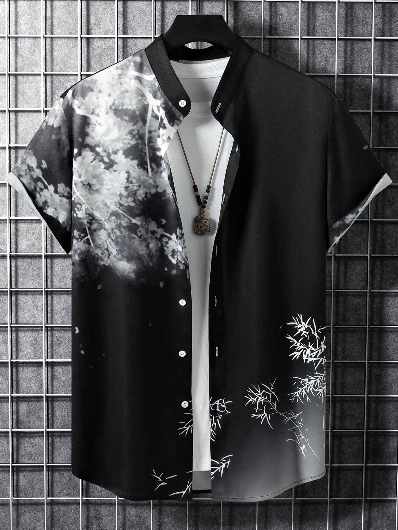 Men 1pc Plants Print Shirt