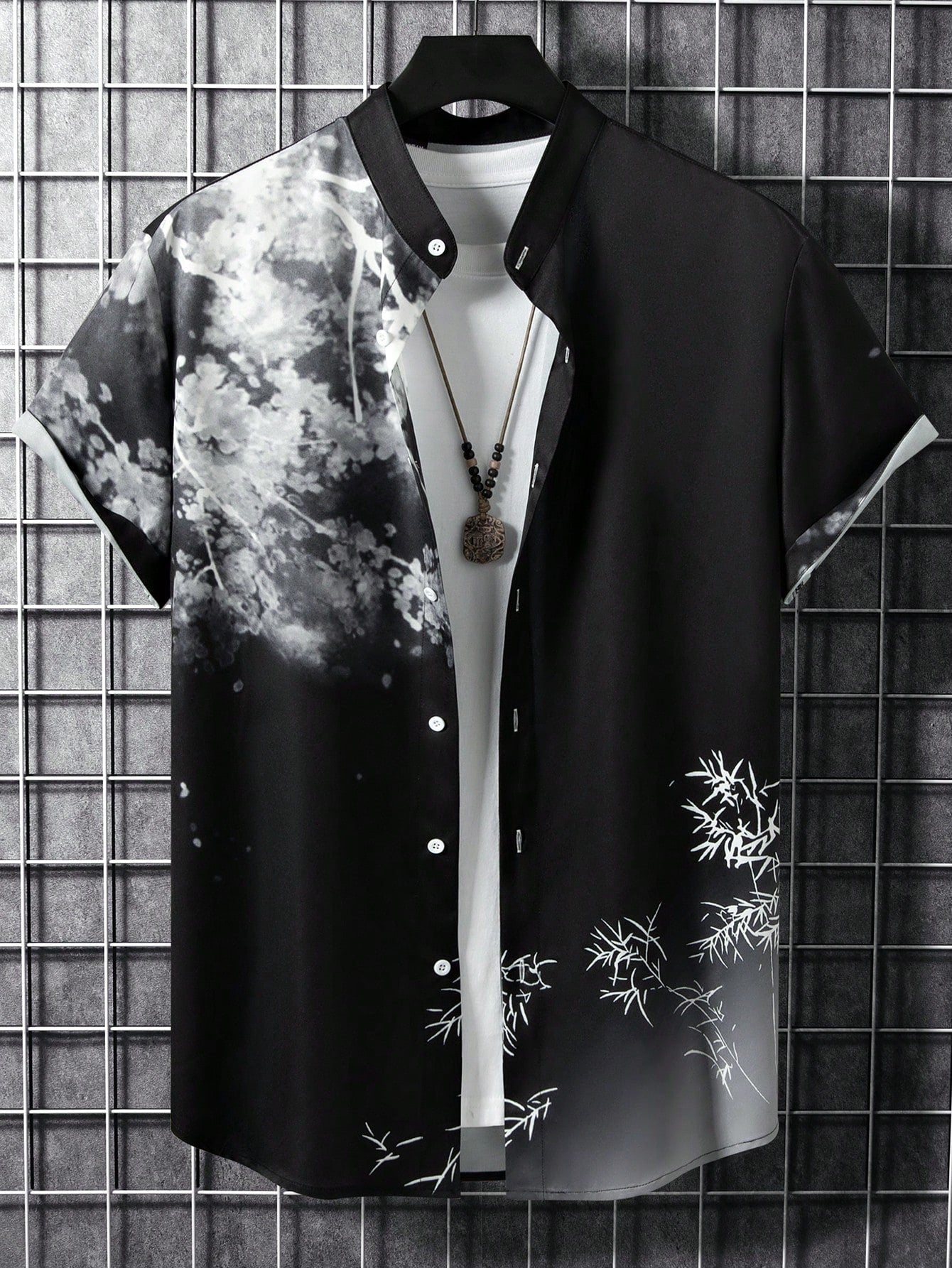 Men 1pc Plants Print Shirt