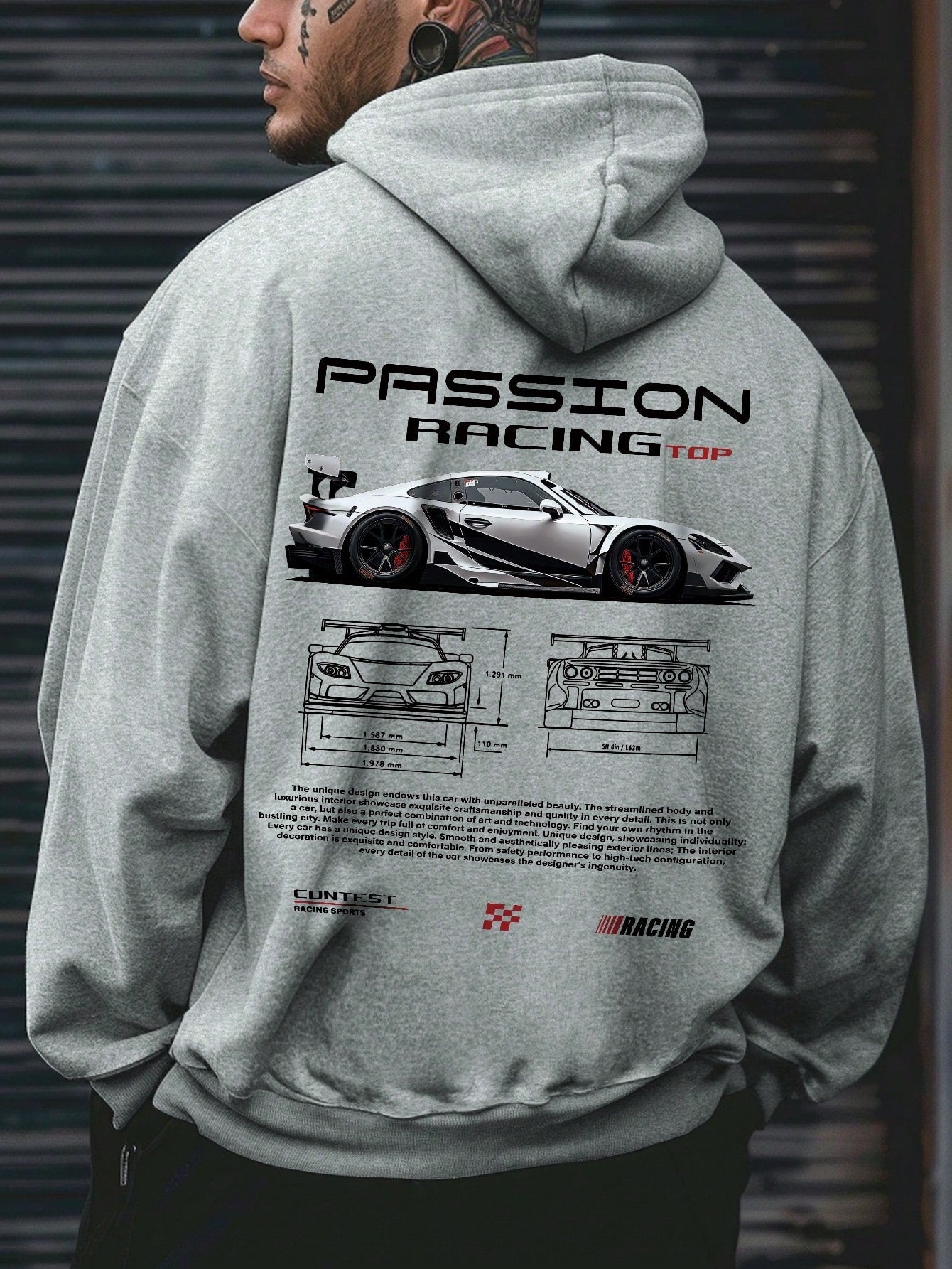 Men's Printed Car Themed Hoodie, For Fall