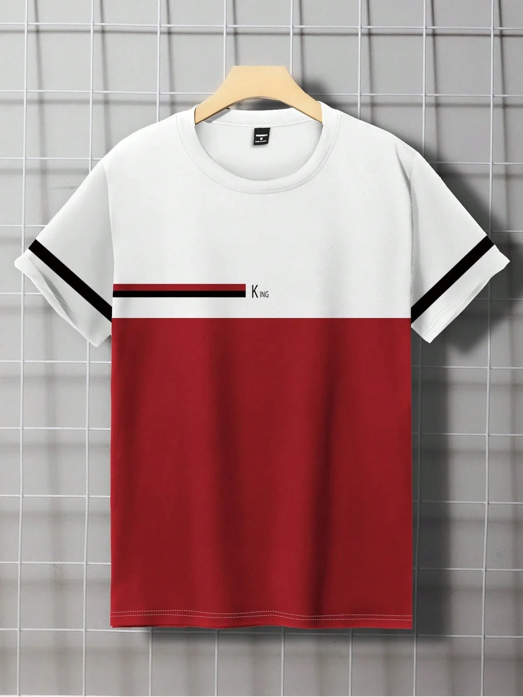 Men's Casual Daily Letter Print Contrast Color Short Sleeve T-Shirt
