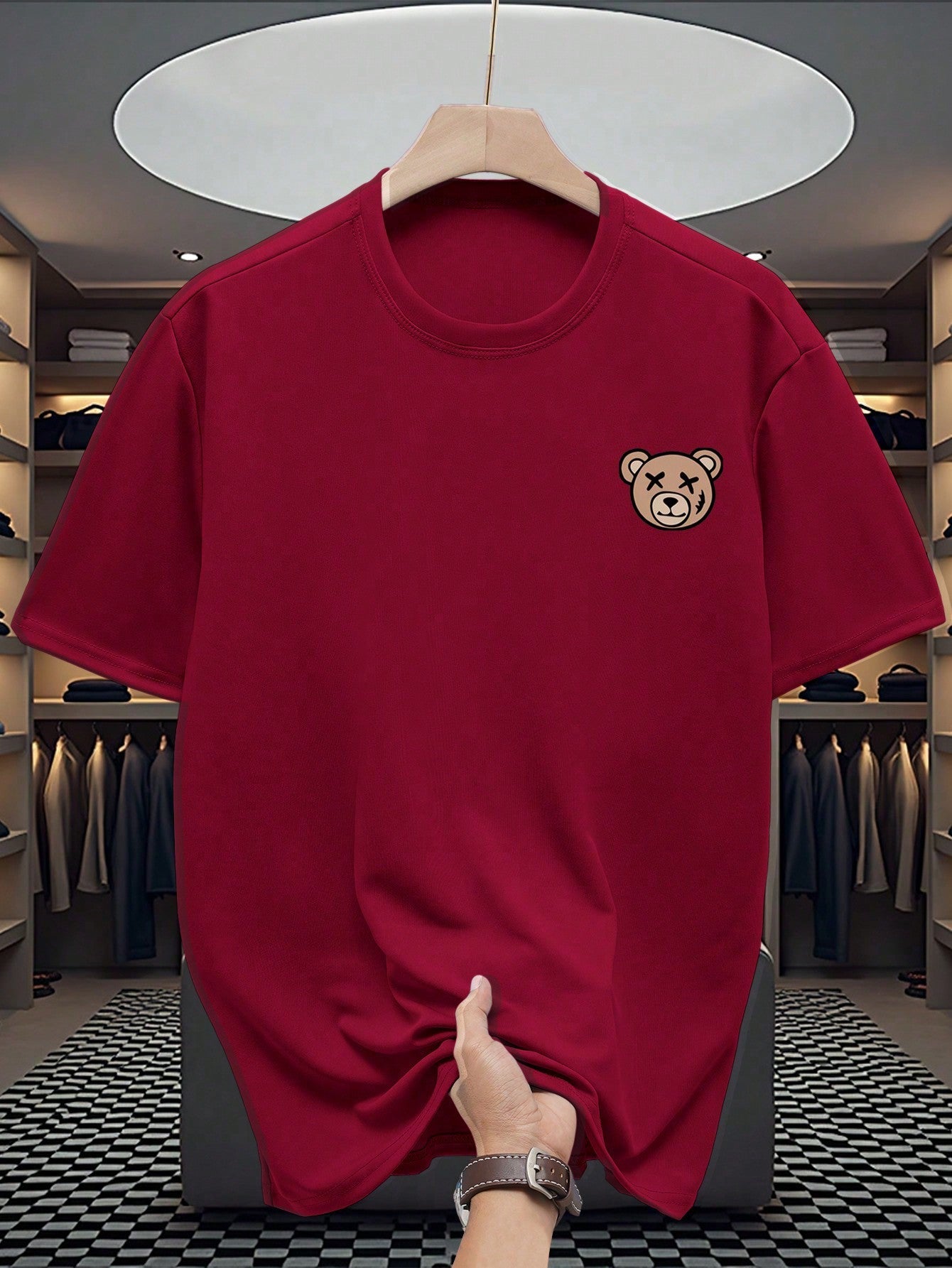 Men's Casual Simple Bear Print Short Sleeve T-Shirt